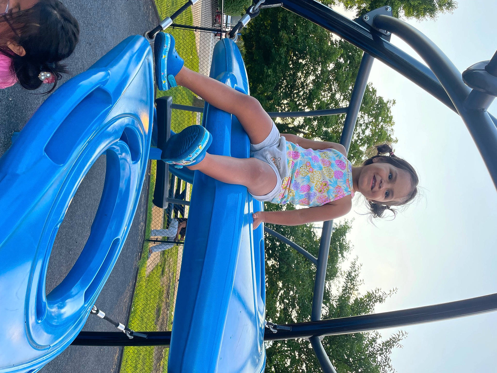 Gabriela joined the competition — help win amazing prizes! auto_part, automotive_tire, automotive_wheel_system, electric_blue, fun, human_leg, joy, leisure, machine, motor_vehicle, outdoor_play_equipment, person, playground, pole, recreation, rim, shorts, sky, thigh, tire