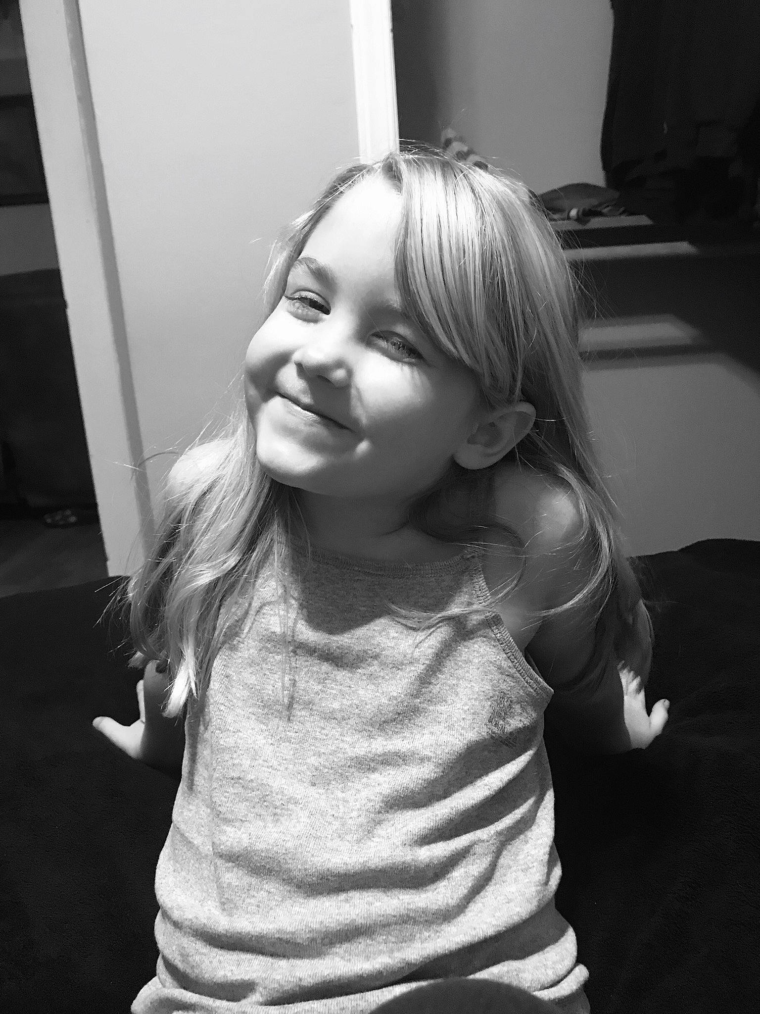 Sophie joined the competition — help win amazing prizes! beauty, black, black_and_white, blond, cheek, child, face, facial_expression, hair, hairstyle, head, joy, monochrome, nose, person, photograph, shoulder, skin, smile, snapshot