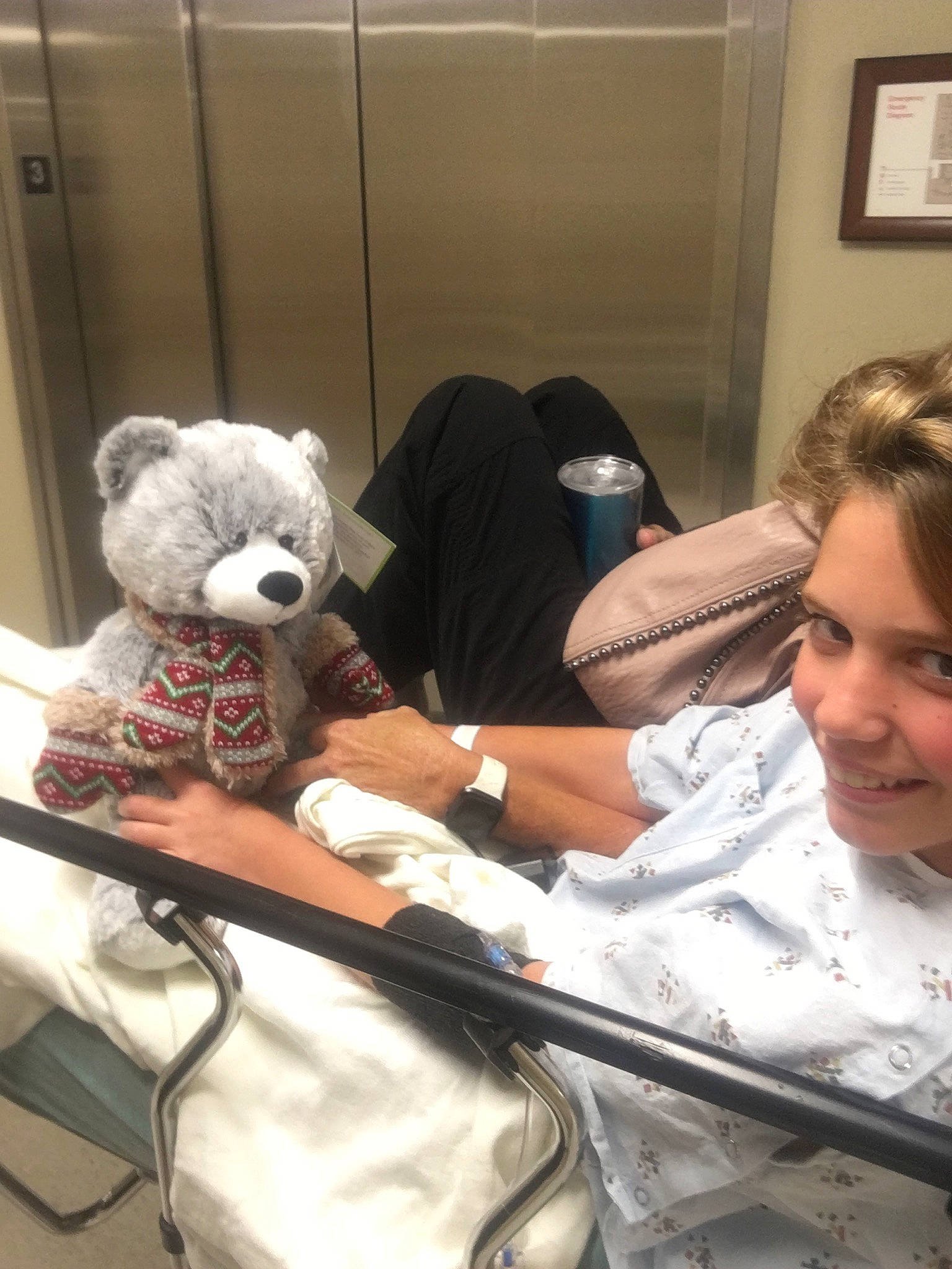 Addie joined the competition — help win amazing prizes! birth, comfort, ear, hospital, patient, person, teddy_bear