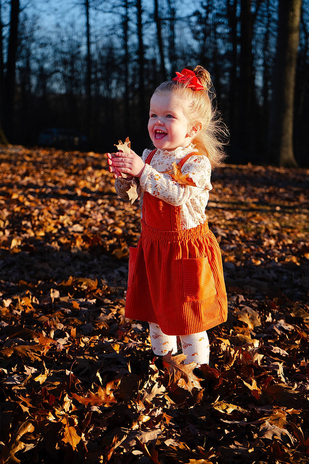 Amalia joined the competition — help win amazing prizes! beauty, branch, deciduous, flash_photography, forest, gesture, grass, happy, joy, leaf, natural_landscape, nature, people_in_nature, person, plant, sky, smile, sunlight, tints_and_shades, toddler