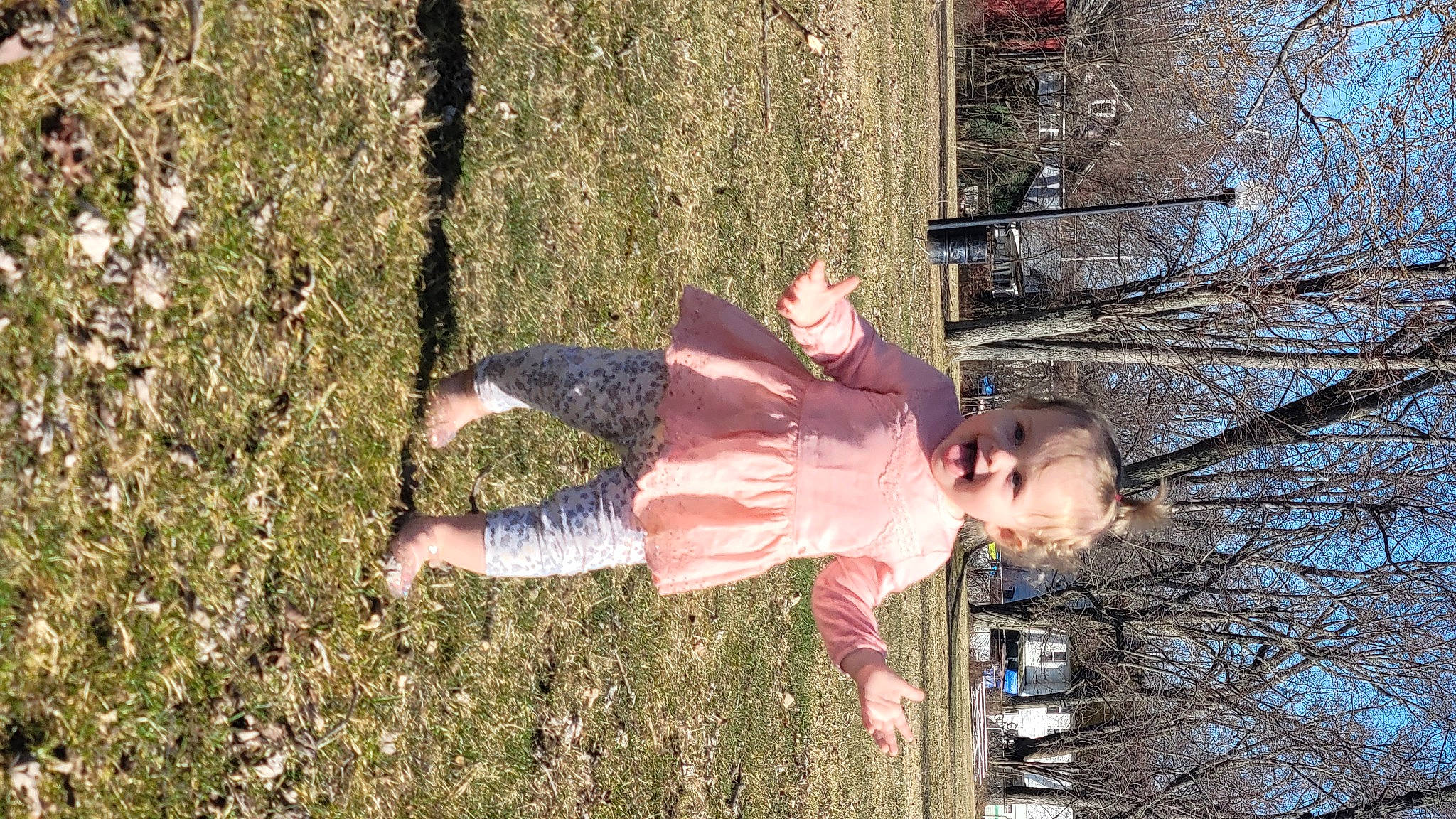 Evee joined the competition — help win amazing prizes! fun, grass, happy, leisure, nature, people_in_nature, person, plant, reflection, shadow, shrub, smile, soil, toddler, tree, trunk, twig