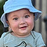 Julyan joined the competition — help win amazing prizes! baby, blue_hat, blurred_background, child, closeup, crocodile_graphic, cute, face, fashion, hands, happy, infant, manicure, outdoor, person, playful, portrait, smiling, striped_shirt, summer_hat