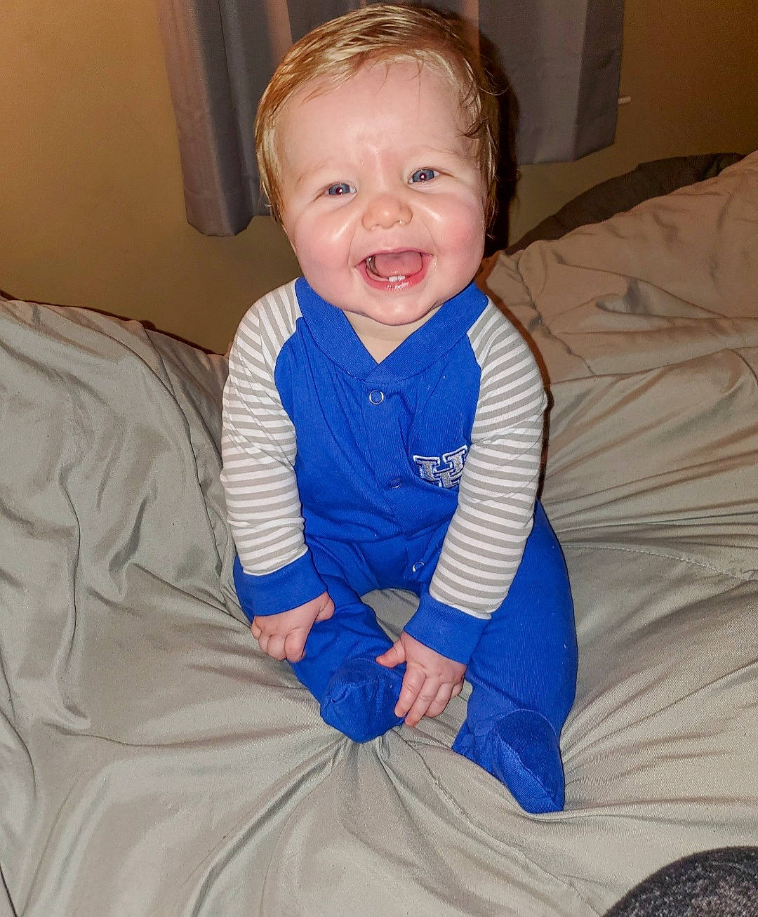 Greyson joined the competition — help win amazing prizes! arm, azure, baby_toddler_clothing, cheek, comfort, eye, eyebrow, face, finger, hairstyle, hand, head, human_body, iris, mouth, nose, person, skin, sleeve, smile