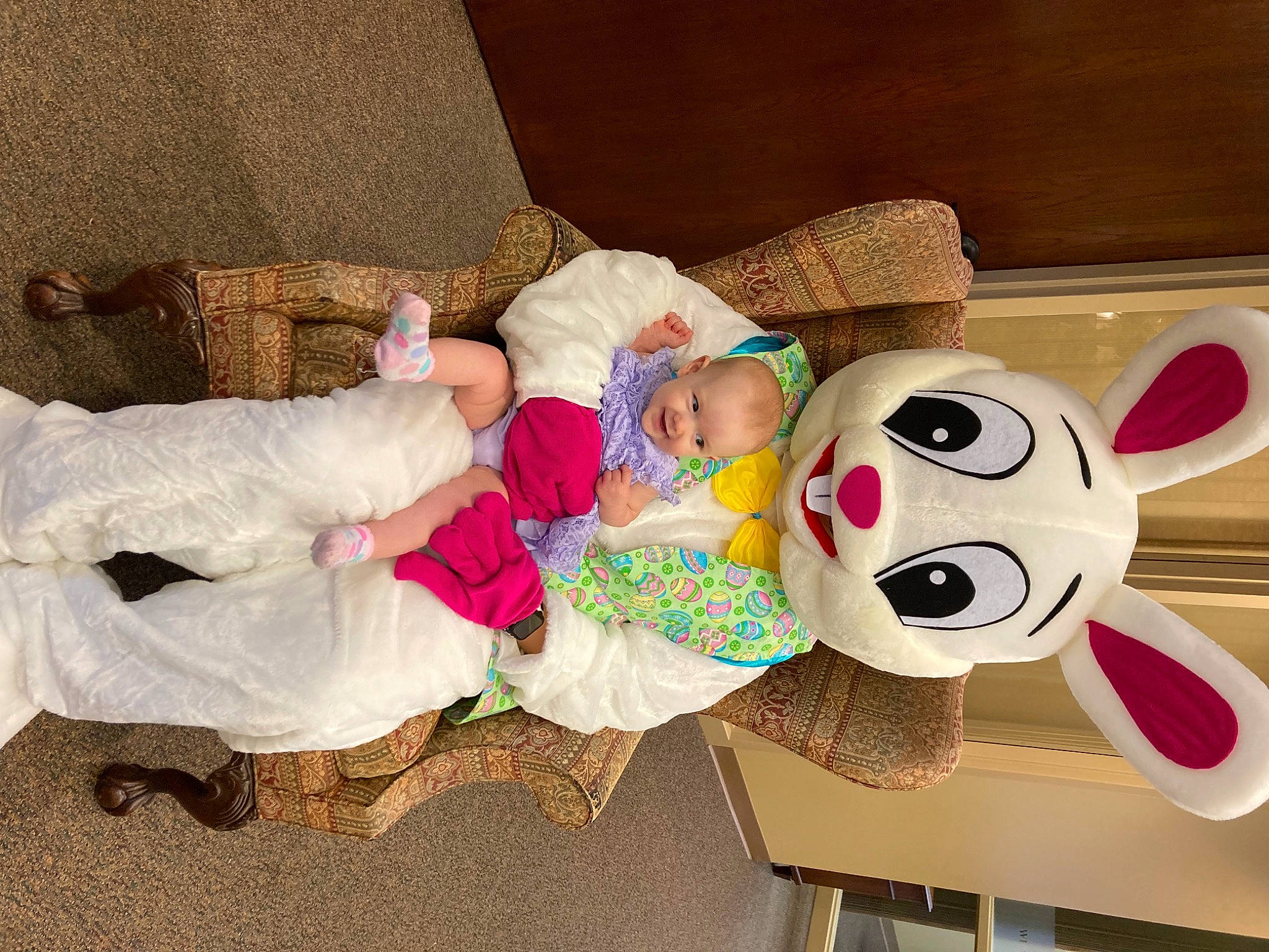 Alianna is registered to the contest to win money with this photo: baby, baby_toddler_clothing, baby_toys, child, comfort, couch, happy, head, linens, party_supply, person, plush, room, stuffed_toy, throw_pillow, toddler, toy