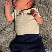 Bryler joined the competition — help win amazing prizes! baby, blanket, blue_pants, clothing, cozy, cute, face, head, indoors, infant, laying_down, newborn, person, portrait, resting, sleepwear, small_hands, sock, soft_texture, white_shirt
