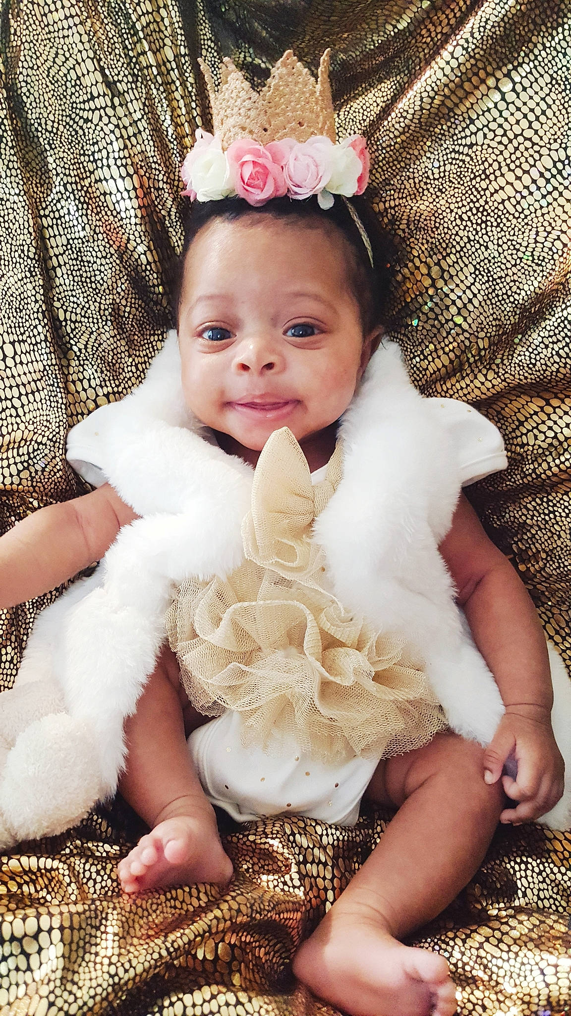 Anabelle joined the competition — help win amazing prizes! baby, baby_toddler_clothing, beauty, child, child_model, costume, dress, fashion_accessory, fur, hair_accessory, happy, headgear, headpiece, person, photo_shoot, sitting, skin, smile, toddler