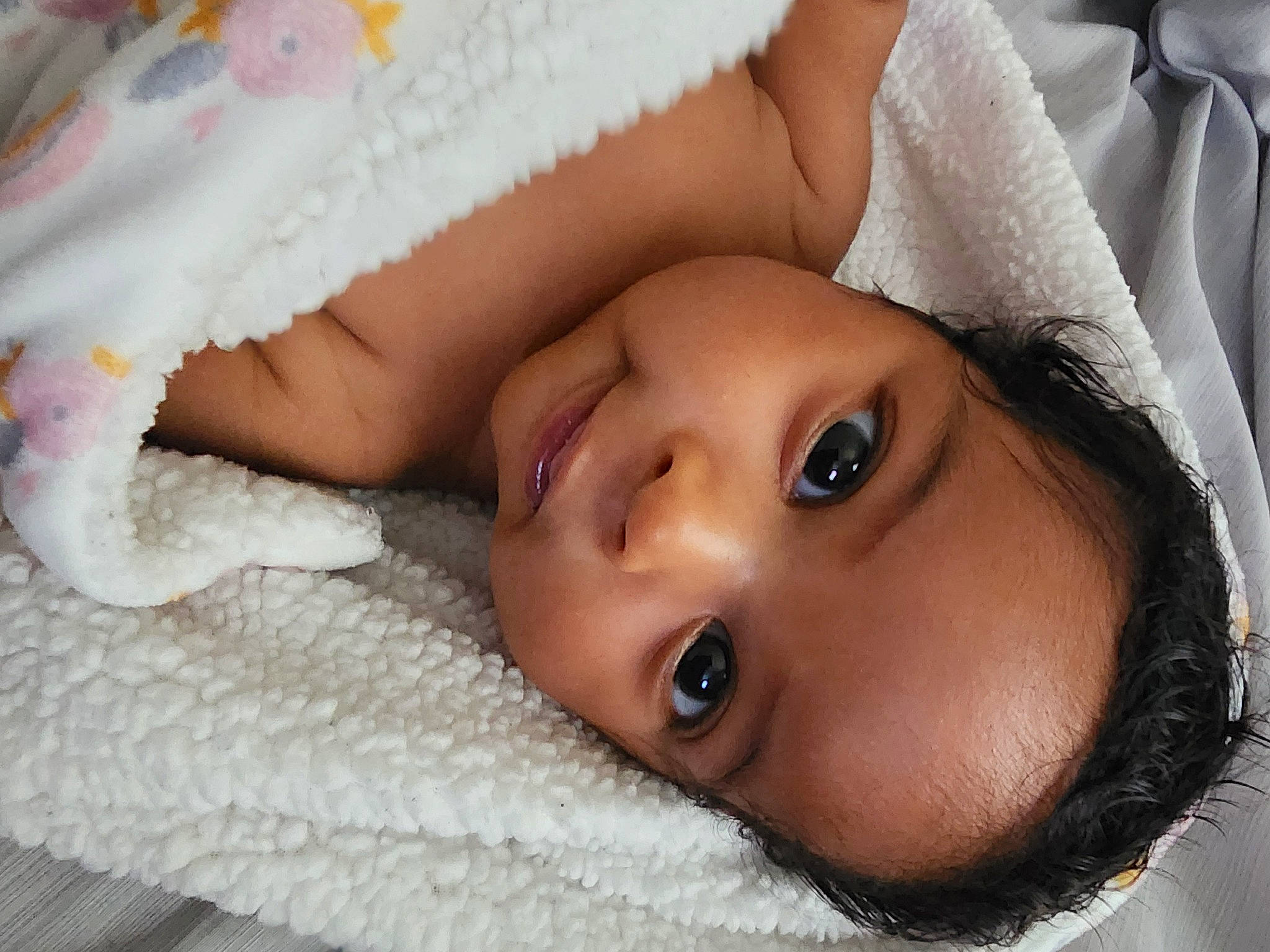 Zoie joined the competition — help win amazing prizes! baby_sleeping, cheek, child, close_up, comfort, eye, eyebrow, eyelash, face, happy, iris, lip, mouth, neck, nose, person, skin, smile, textile, toddler