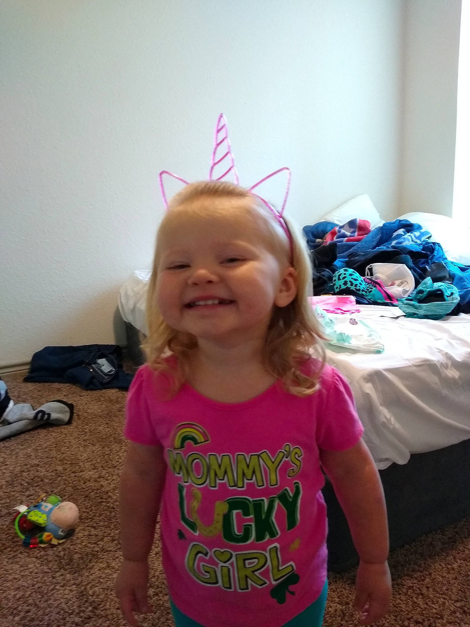 Cynthia joined the competition — help win amazing prizes! child, ear, face, fashion_accessory, fun, hair_accessory, head, headgear, joy, party, person, pink, play, smile, t_shirt, toddler, tooth, vacation