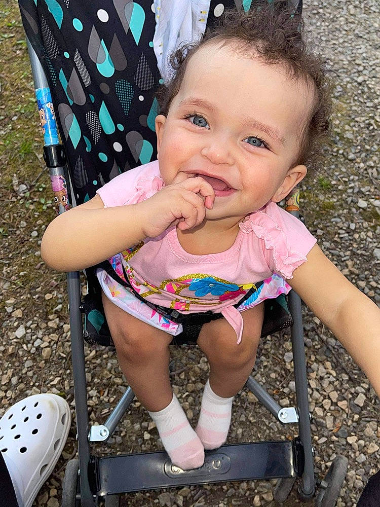 Kamari joined the competition — help win amazing prizes! baby, baby_toddler_clothing, beauty, cheek, face, finger, grass, green, hairstyle, hand, happy, head, human_body, joy, leisure, person, photograph, pink, product, public_space