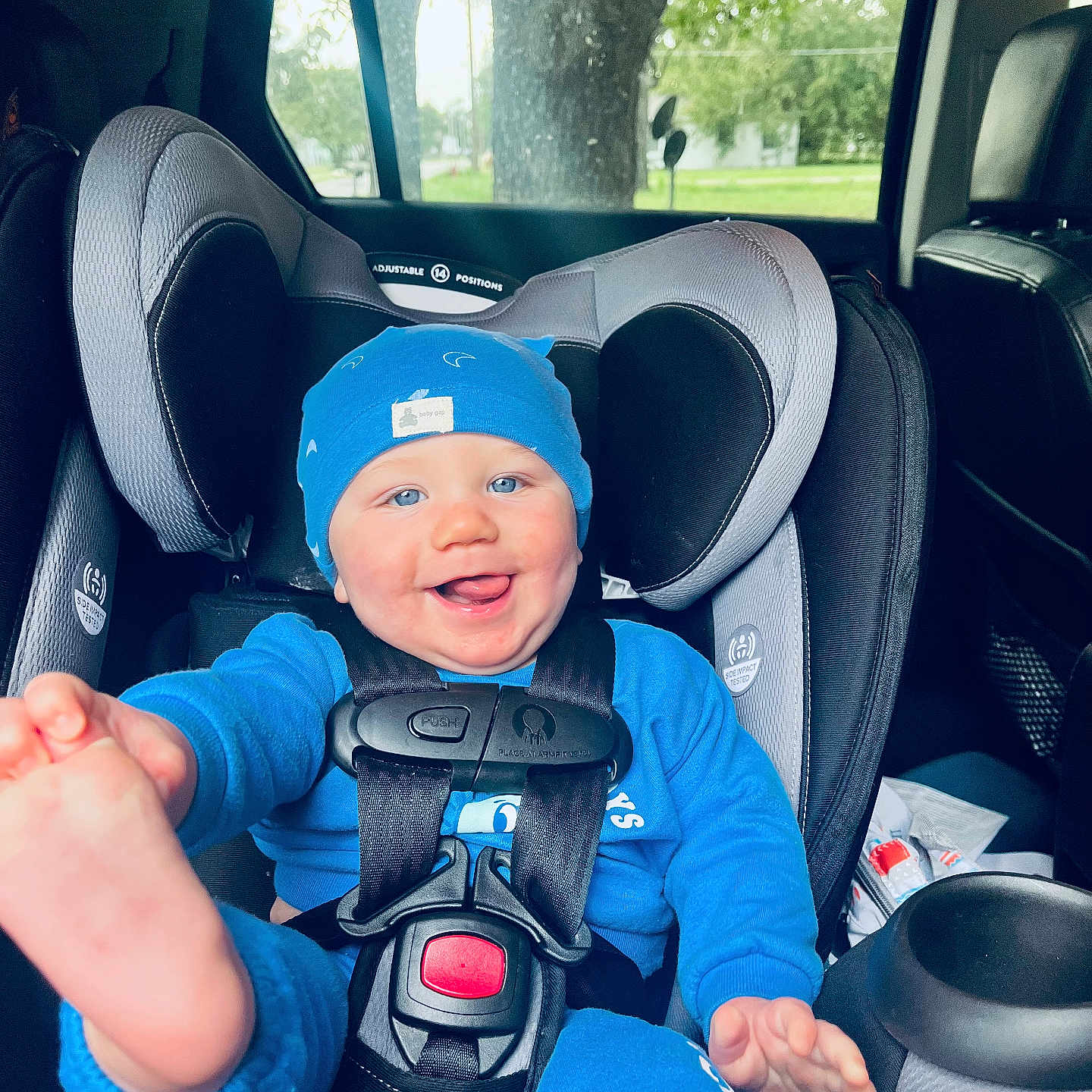 Hartlen joined the competition — help win amazing prizes! accessories, baby, belt, cap, car, car_interior, carseat, clothing, cushion, face, happy, hat, head, homedecor, person, photography, portrait, smile, transportation, vehicle