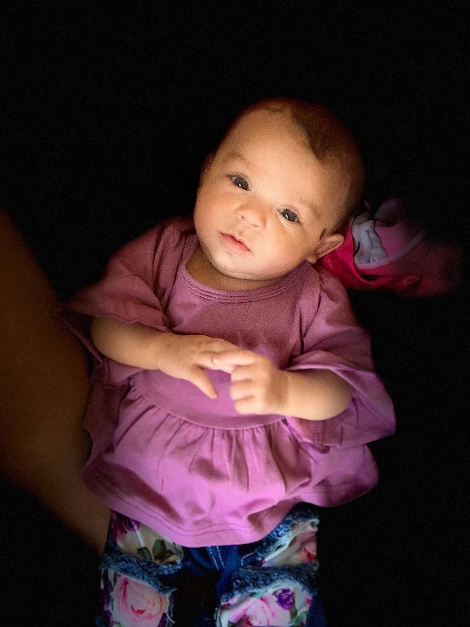 Kinzleigh joined the competition — help win amazing prizes! baby, baby_toddler_clothing, cheek, chin, comfort, elbow, finger, flash_photography, gesture, hand, happy, iris, lip, mouth, nose, person, pink, purple, skin, sleeve