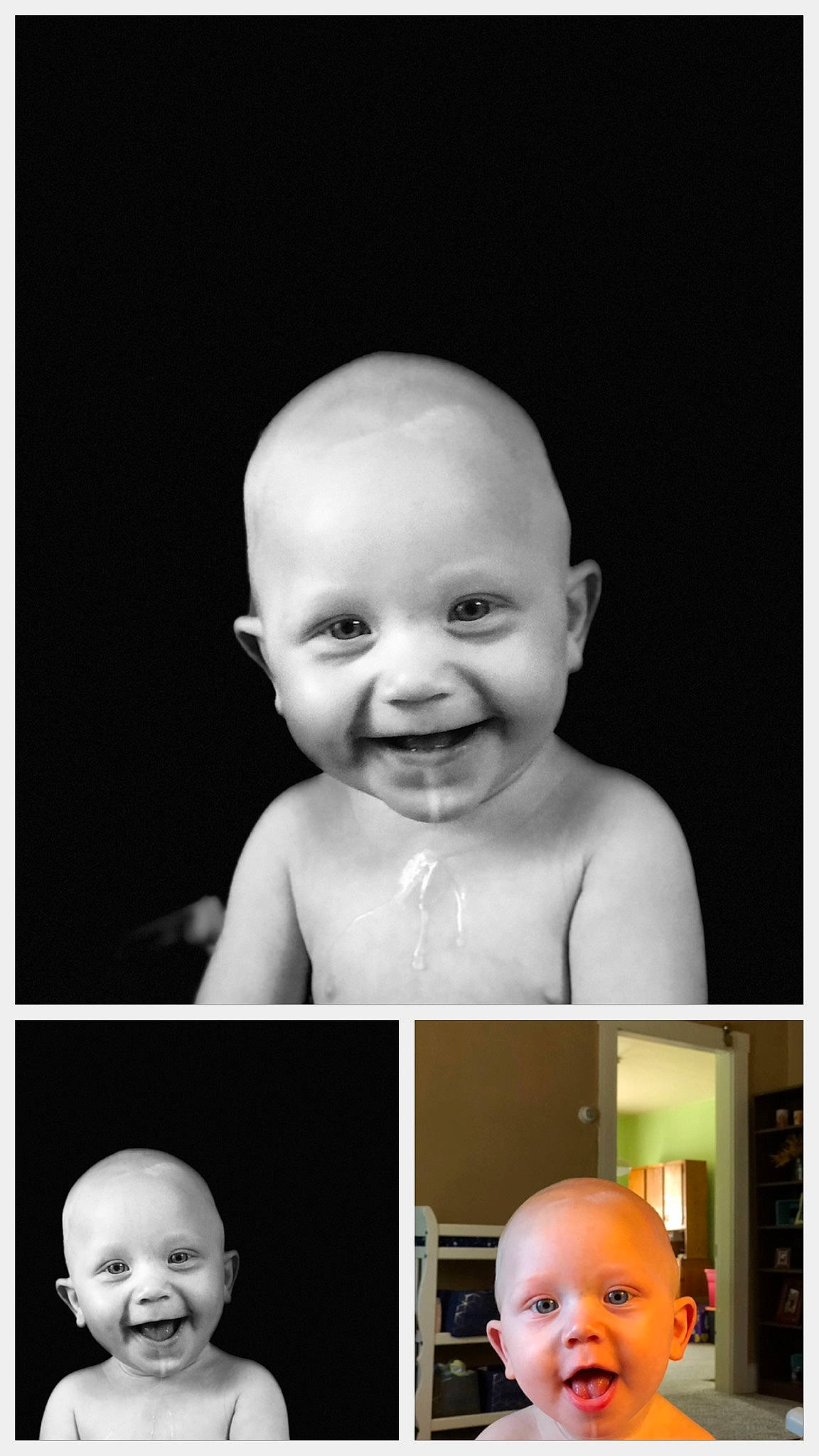 Caysen is registered to the contest to win money with this photo: art, baby, baby_laughing, baby_toddler_clothing, black, cheek, child, eyelash, happy, joy, laugh, monochrome_photography, nose, person, photograph, portrait, portrait_photography, rectangle, smile, snapshot