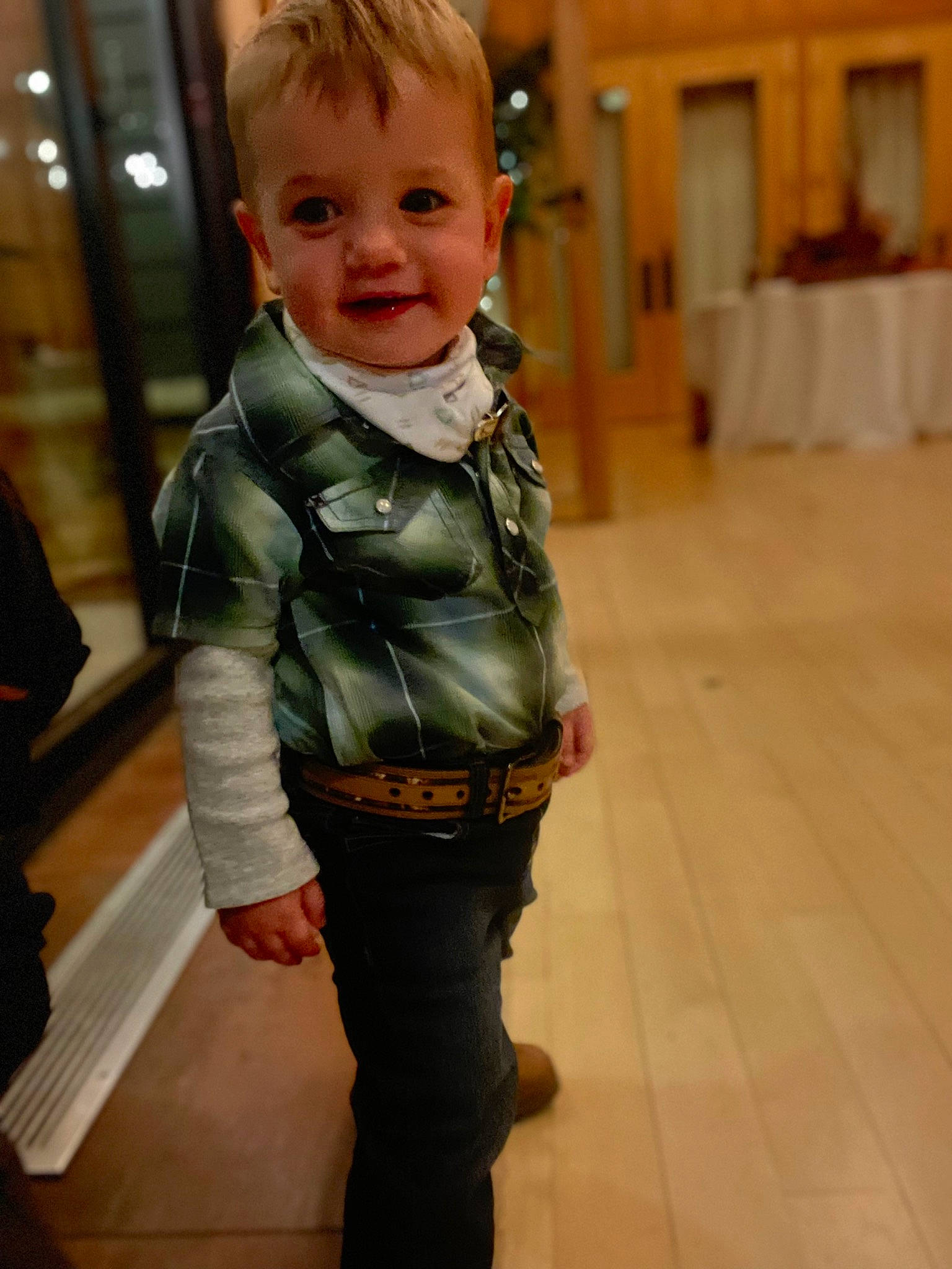 Luke joined the competition — help win amazing prizes! abdomen, baby, baby_toddler_clothing, bag, child, denim, flooring, fun, fur, happy, hardwood, joy, leather, leather_jacket, luggage_and_bags, person, sitting, sleeve, smile, toddler
