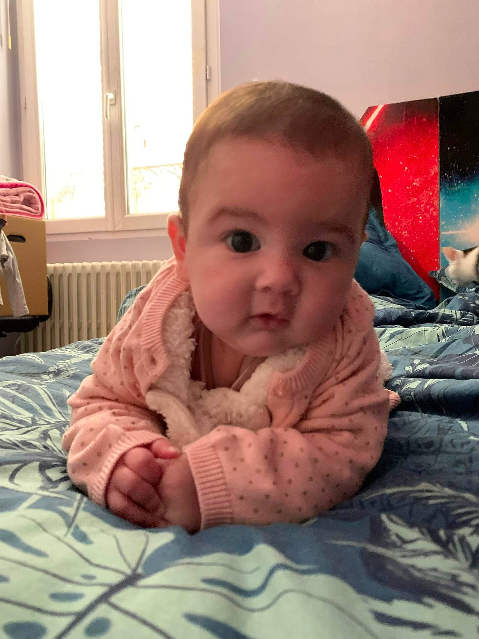 Sérèna participe au concours pour gagner de l'argent avec cette photo : baby, baby_toddler_clothing, cheek, comfort, eye, eyebrow, face, finger, flooring, hair, head, human_body, iris, lip, mouth, nose, person, skin, sleeve, surprise