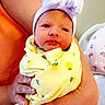 Wrenleigh is registered to the contest to win money with this photo: architecture, baby, blanket, bodypart, bonnet, cap, childbirth, clothing, face, finger, glove, hand, hat, head, newborn, person, photography, portrait, sleeping, towel