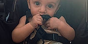 Gabie participe au concours pour gagner de l'argent avec cette photo : baby, child, stroller, seatbelt, curious, wide_eyes, hand, clothing, shorts, sitting, indoor, candid, infant, cute, closeup, skin, baby_boy, comfortable, sunlight, black_strap