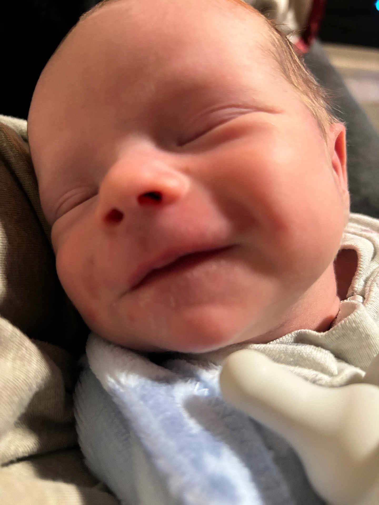 Kohen joined the competition — help win amazing prizes! baby, newborn, close_up, sleeping, smile, face, infant, soft, cozy, skin, head, clothing, peaceful, cute, child, portrait, indoors, young, resting, newborn_baby