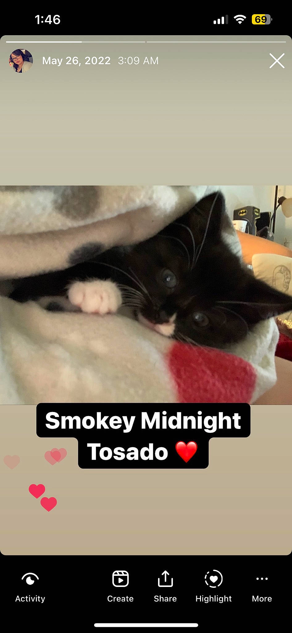 Smokey joined the competition — help win amazing prizes! black_cat, carnivore, cat, comfort, domestic_short_haired_cat, felidae, font, fur, gesture, happy, linens, love, photo_caption, room, small_to_medium_sized_cats, snout, tail, textile, vertebrate, whiskers