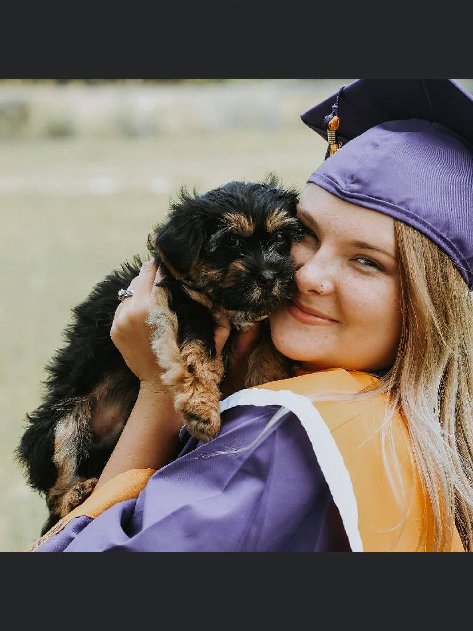 Theadore joined the competition — help win amazing prizes! cap, carnivore, companion_dog, dog, dog_breed, electric_blue, event, fashion_accessory, formal_wear, fur, gesture, happy, hat, headgear, mammal, mortarboard, purple, smile, toy_dog, vertebrate