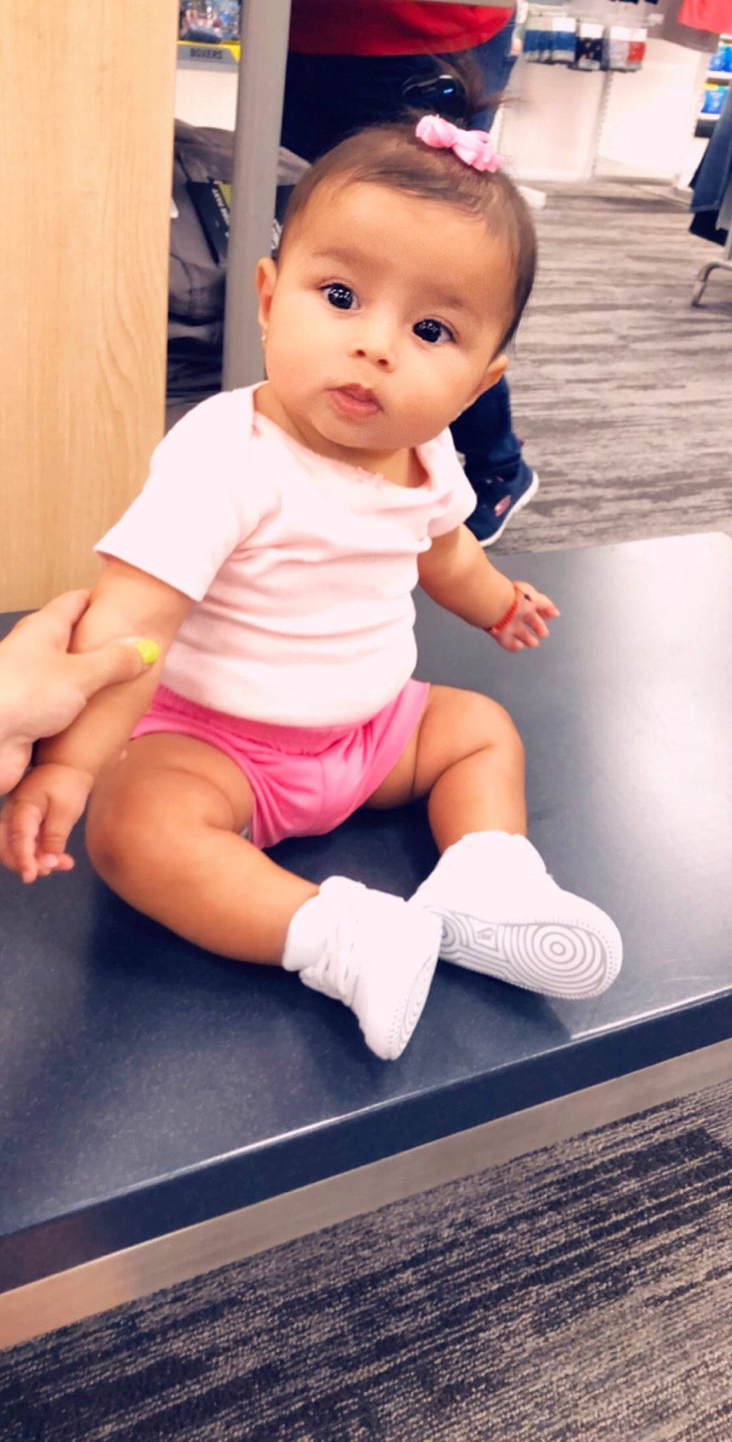 Akira joined the competition — help win amazing prizes! baby, child, footwear, leg, person, shoe, sitting, skin, smile, toddler