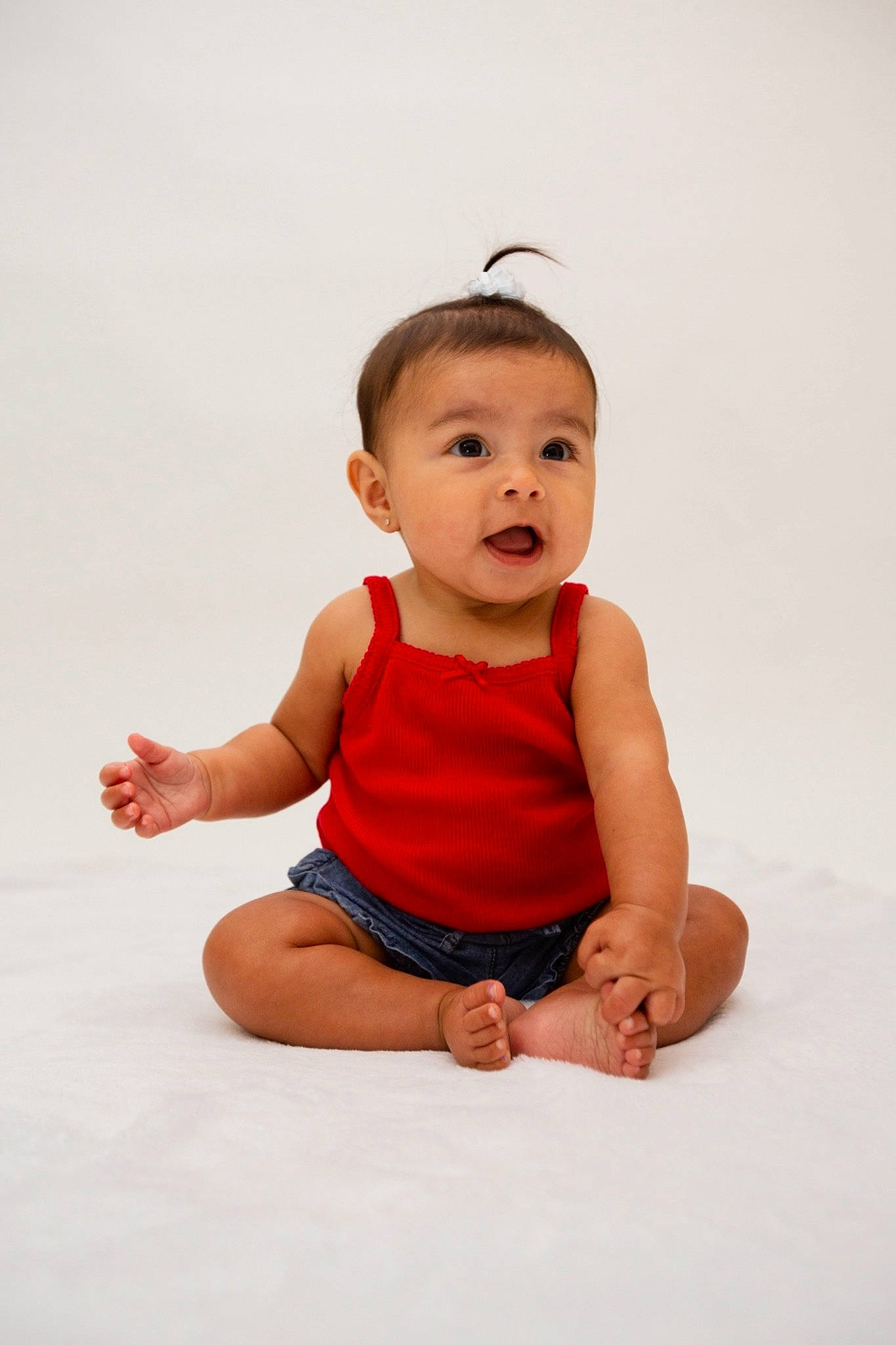 Akira joined the competition — help win amazing prizes! arm, baby, child, child_model, hand, happy, leg, person, photo_shoot, photography, red, sitting, skin, smile, standing, surprise, toddler, white