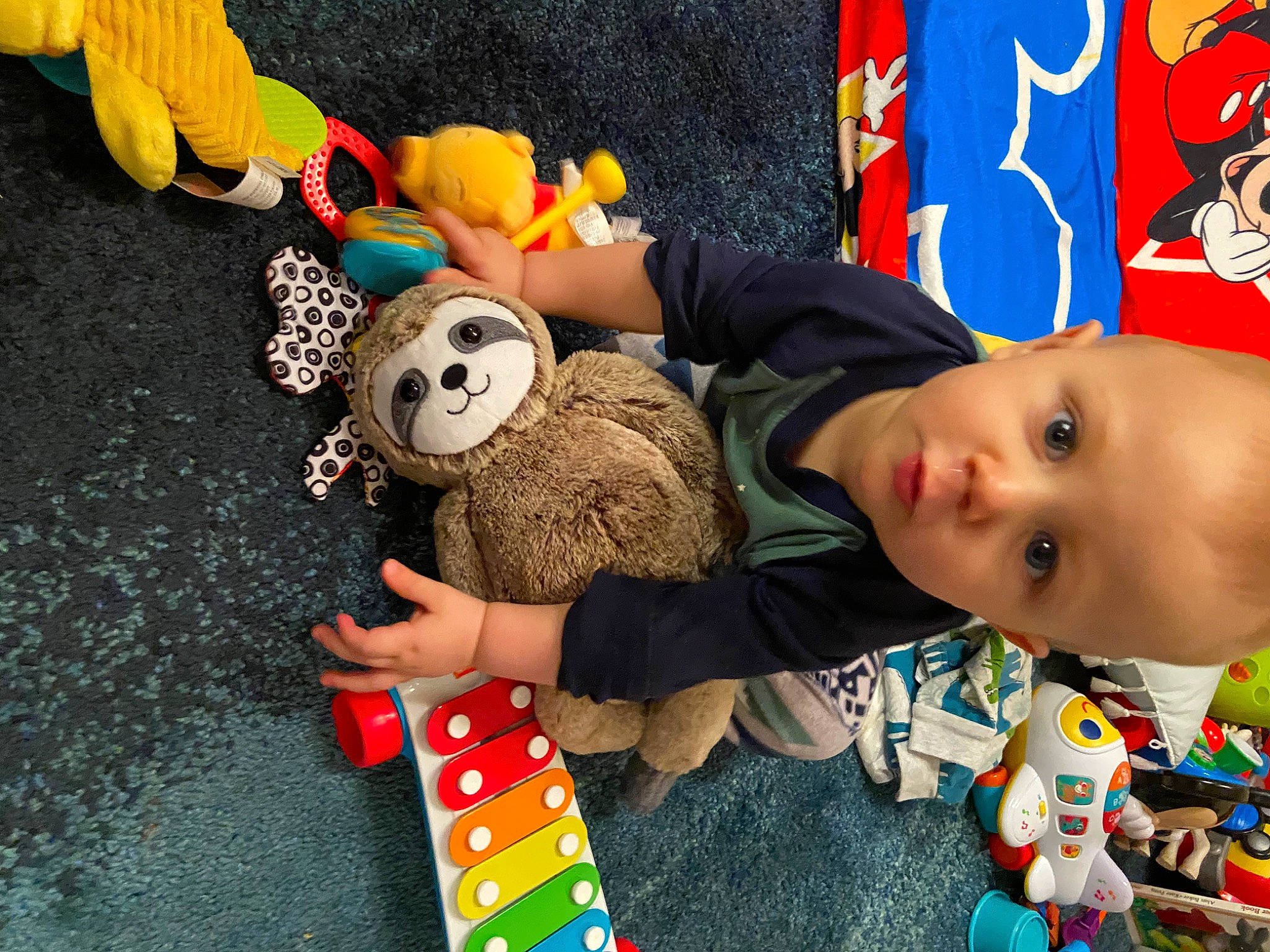 Greyson joined the competition — help win amazing prizes! baby, baby_playing_with_toys, baby_toddler_clothing, baby_toys, ball, child, fun, happy, leisure, mammal, person, play, plush, room, snapshot, stuffed_toy, teddy_bear, toddler, toy, wool