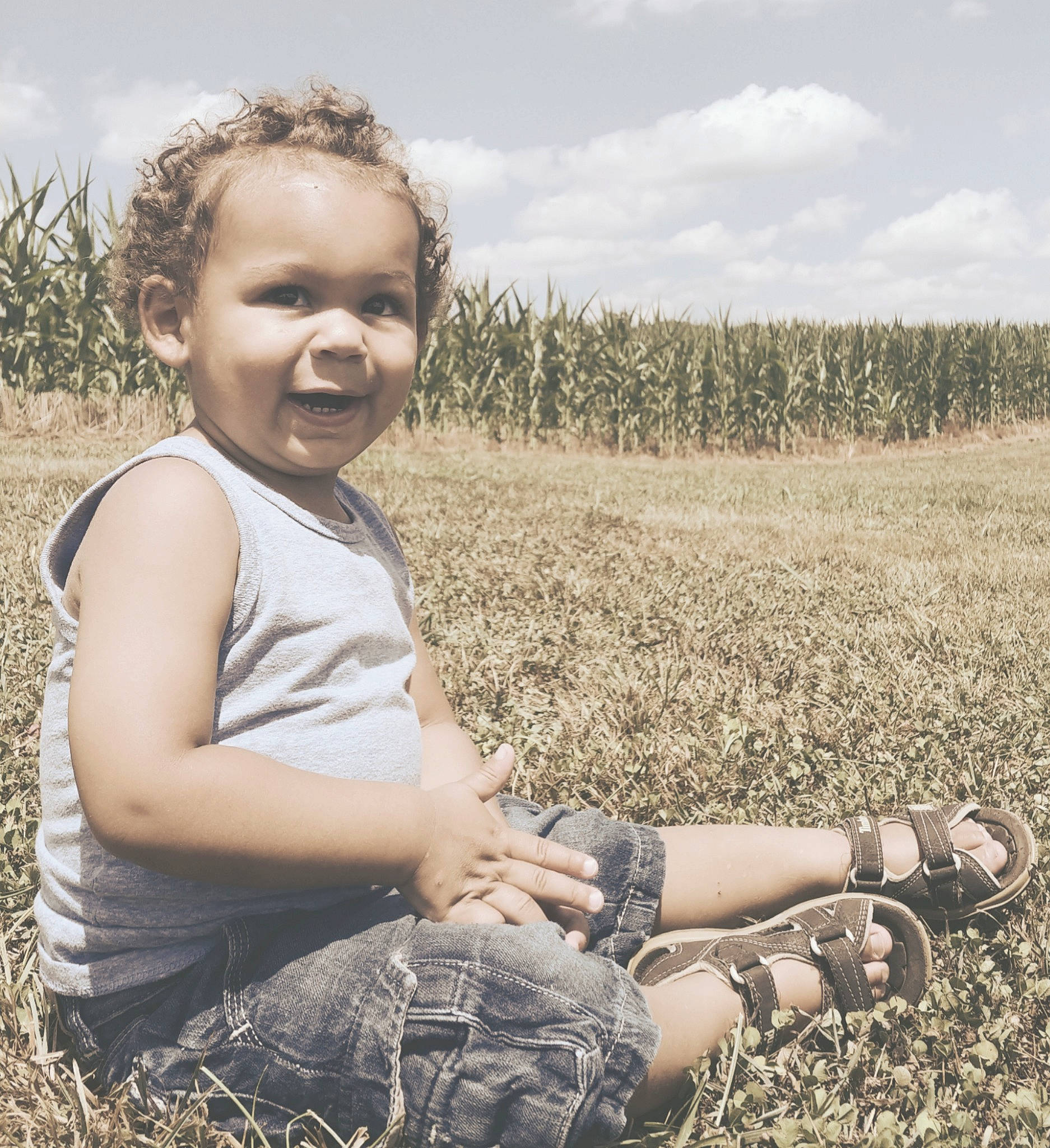 Jayden joined the competition — help win amazing prizes! adaptation, beard, child, field, grass, grassland, happy, male, person, photograph, photography, plant, play, portrait, sitting, smile, soil, summer, toddler, tree