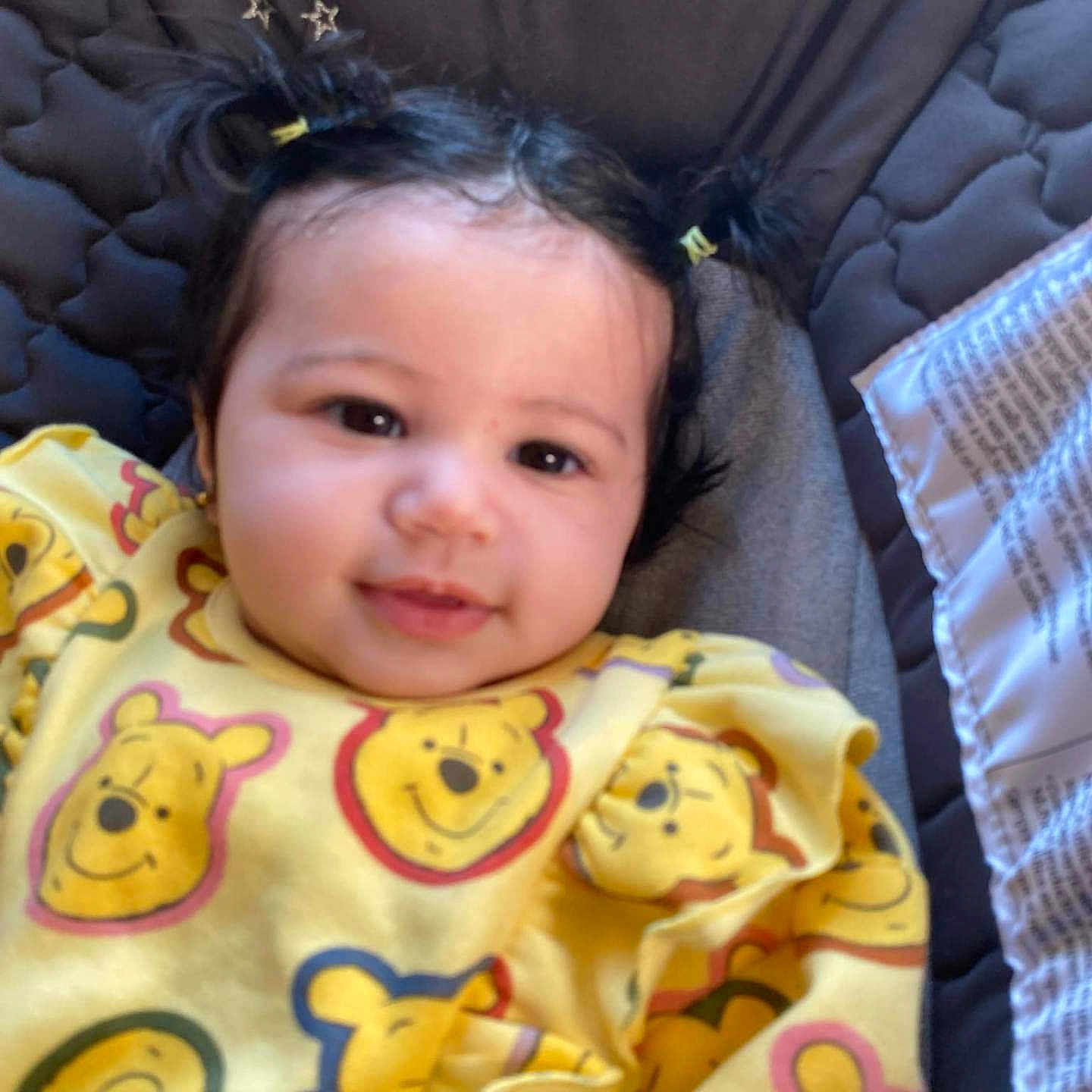 Ja'Zaiyah joined the competition — help win amazing prizes! baby, bed, blanket, clothing, coat, couch, crib, cushion, face, furniture, happy, head, homedecor, person, photography, portrait, quilt, selfie, sleeping, smile