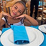 Cattleya joined the competition — help win amazing prizes! child, girl, smiling, restaurant, table, napkin, plate, fork, chair, waiter, drink, beverage, wooden_chair, casual_clothing, outdoor_seating, sunlight, happy, cute, dining, portrait