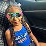 Cattleya joined the competition — help win amazing prizes! child, girl, braids, sunglasses, heart_shaped, blue_top, car_seat, seatbelt, smile, casual, portrait, fashion, window, interior, seat_cover, cute, young, happy, accessory, summer