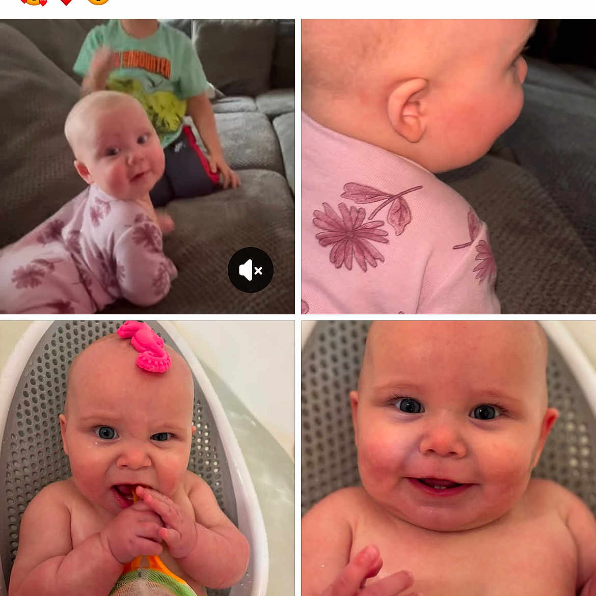 Marcy joined the competition — help win amazing prizes! baby, baby_bath, bathtub, chewing, child, closeup, couch, cute, flower_pattern, hand, happy, head, home_interior, infant, pajamas, portrait, seat, sibling, skin, smiling