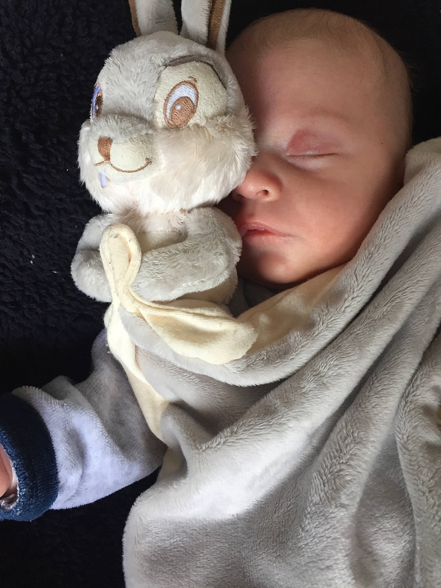 Jessy participe au concours pour gagner de l'argent avec cette photo : baby, baby_products, baby_sleeping, baby_toddler_clothing, cheek, child, comfort, ear, eyebrow, face, fur, gesture, happy, linens, neck, nose, stuffed_toy, textile, toddler, toy