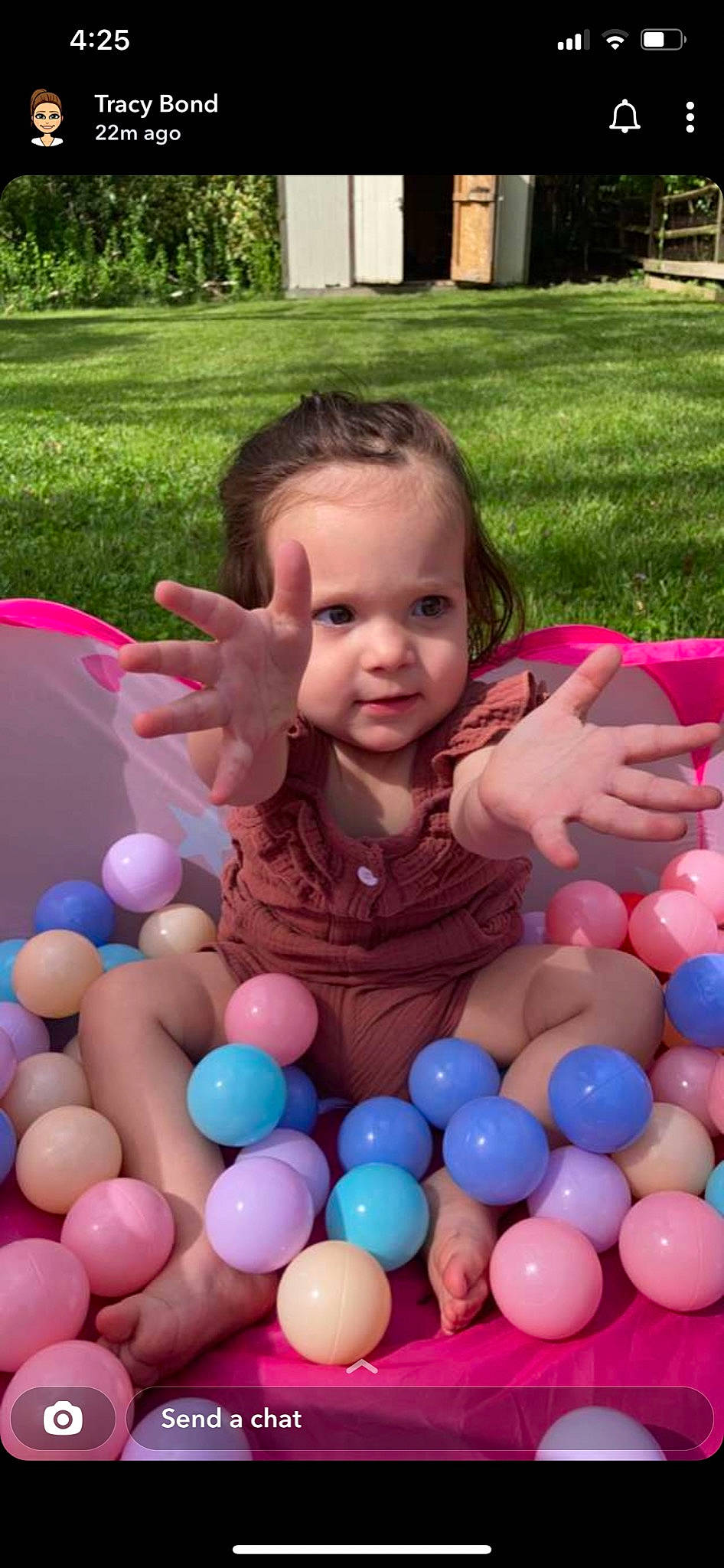 Cecilia joined the competition — help win amazing prizes! ball_pit, beauty, child, face, finger, fun, grass, green, happy, leisure, people, person, photograph, pink, plant, product, recreation, smile, snapshot, toddler