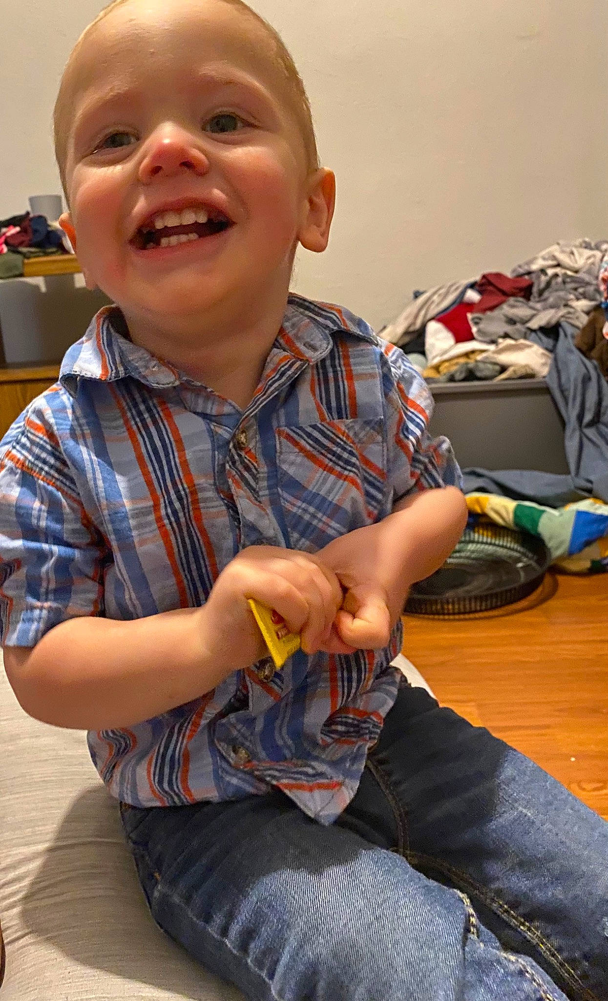 Zaydin joined the competition — help win amazing prizes! baby, cheek, child, facial_expression, finger, fun, happy, joy, laugh, nose, pattern, person, play, sitting, skin, smile, t_shirt, textile, thumb, toddler