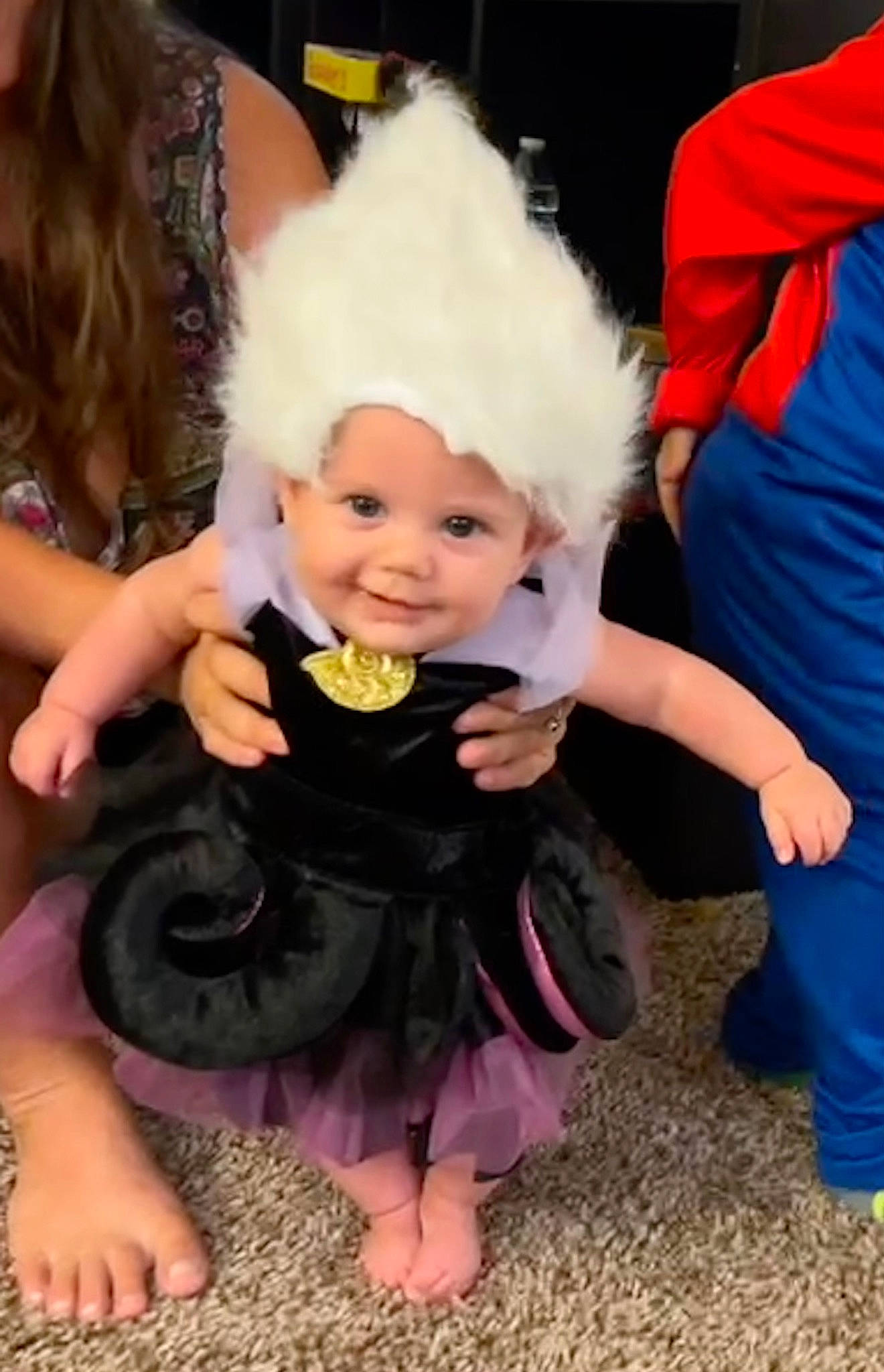 Camryn joined the competition — help win amazing prizes! baby, baby_toddler_clothing, child, costume, costume_hat, event, fashion_accessory, formal_wear, fun, fur, gesture, happy, hat, headpiece, joy, party_supply, person, pink, purple, sitting