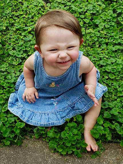 Waverly is registered to the contest to win money with this photo: baby, child, child_model, garden, grass, groundcover, joy, lawn, leaf, person, plant, play, sitting, smile, toddler, yard