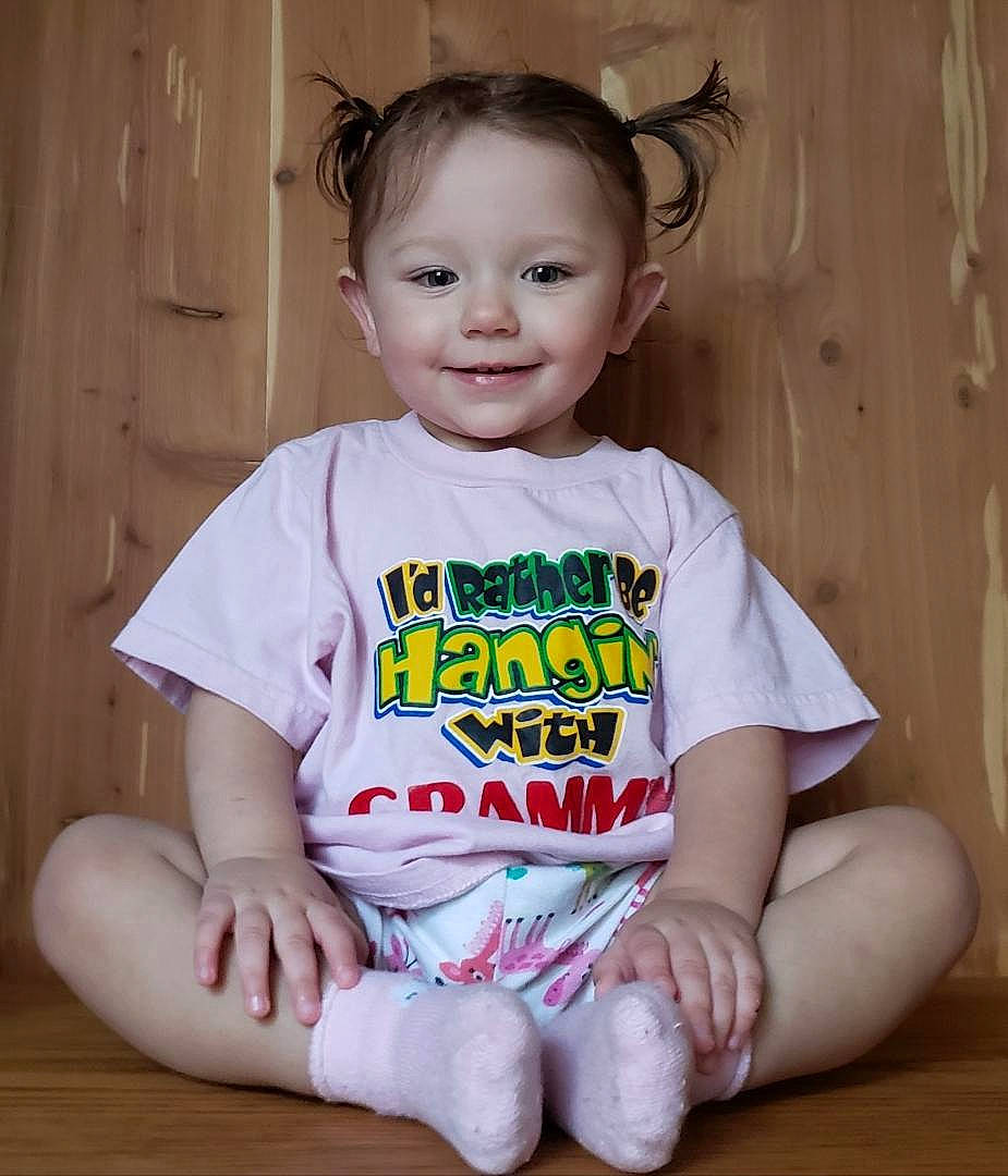 Waverly is registered to the contest to win money with this photo: baby, baby_toddler_clothing, cheek, child, child_model, happy, joy, person, play, sitting, skin, sleeve, smile, t_shirt, toddler