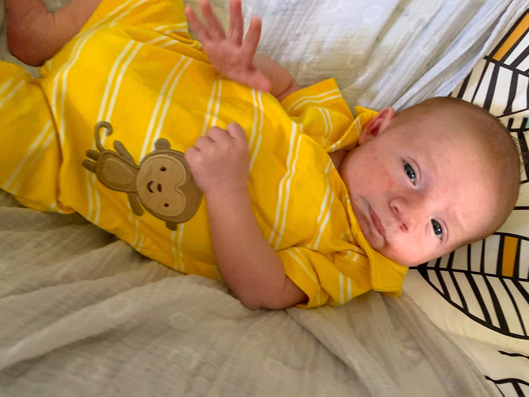 Desmond joined the competition — help win amazing prizes! baby, baby_products, baby_safety, baby_toddler_clothing, bedding, bedtime, child, comfort, face, facial_expression, fun, happy, head, human_body, infant_bed, linens, nose, person, skin, toddler