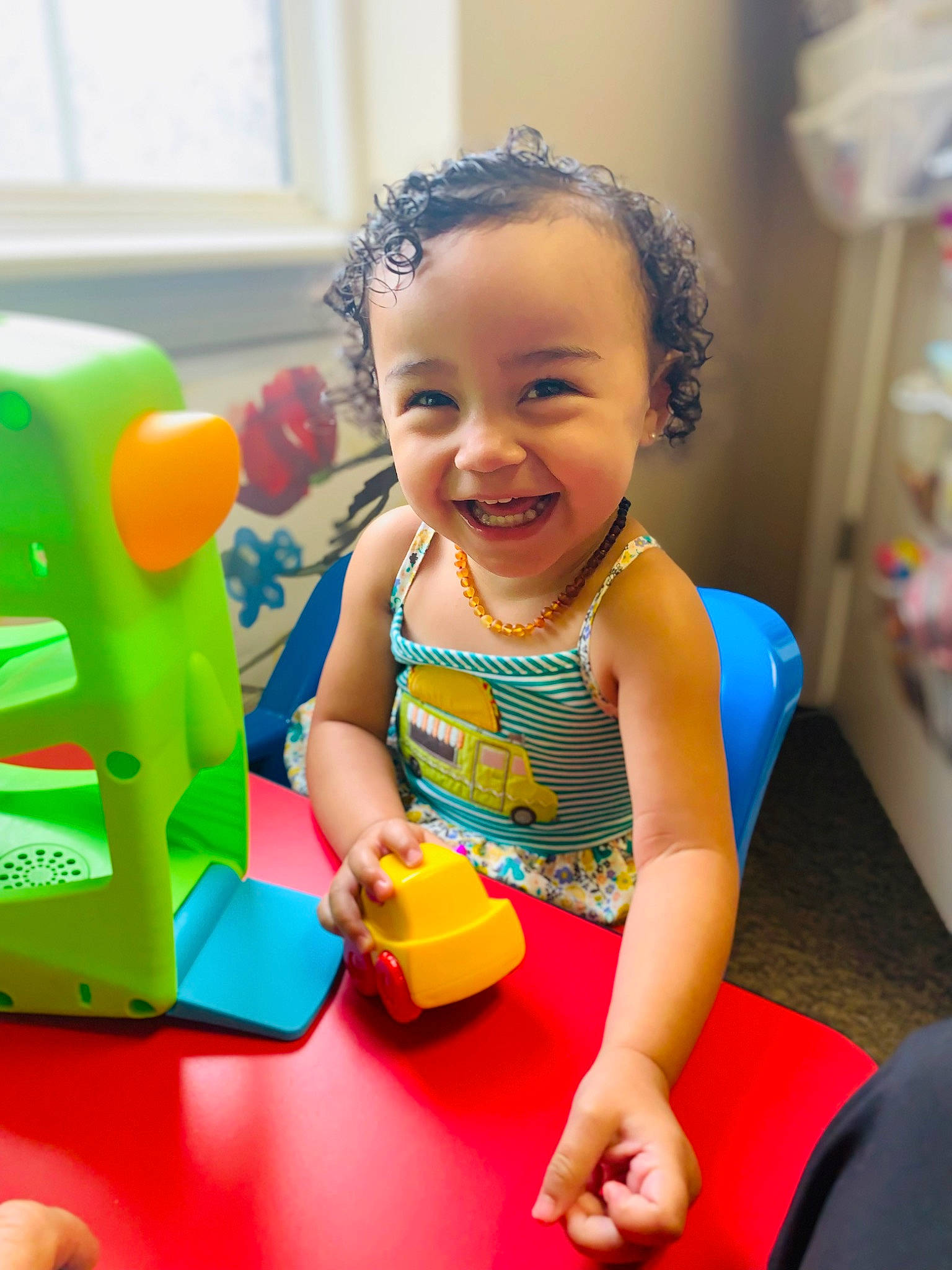 Eydi Grace joined the competition — help win amazing prizes! baby, baby_playing_with_toys, baby_products, baby_toddler_clothing, baby_toys, child, finger, fun, happy, joy, leisure, person, pink, plastic, room, skin, smile, snapshot, toddler, toy