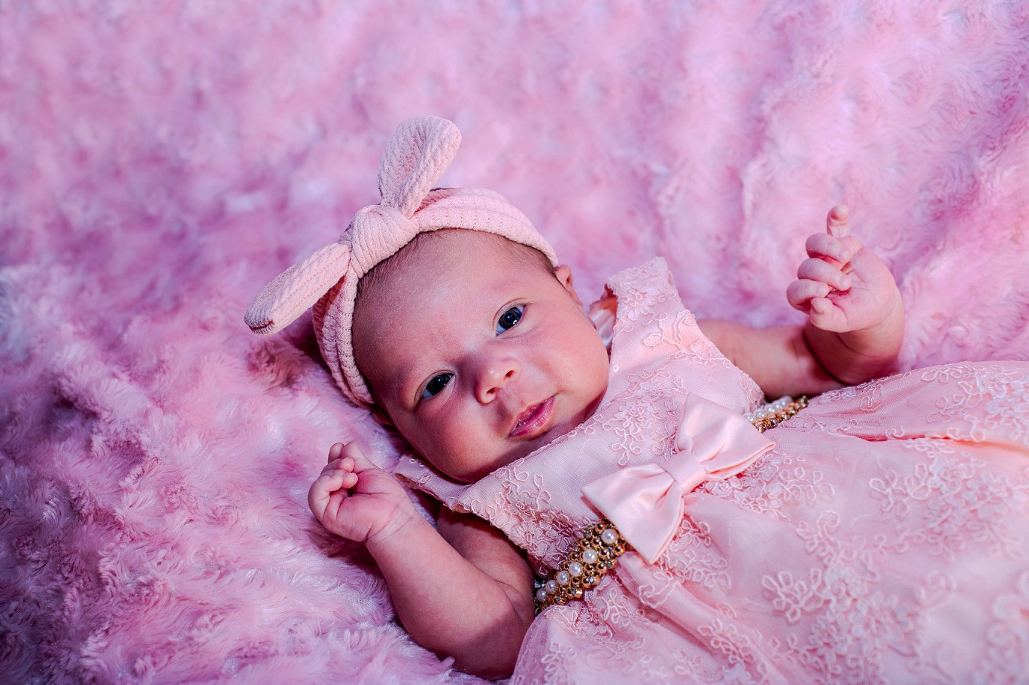 Kehlani joined the competition — help win amazing prizes! baby, baby_toddler_clothing, child, comfort, dress, embellishment, flash_photography, fur, grass, hair_accessory, happy, linens, magenta, pattern, peach, person, pink, portrait_photography, skin, textile