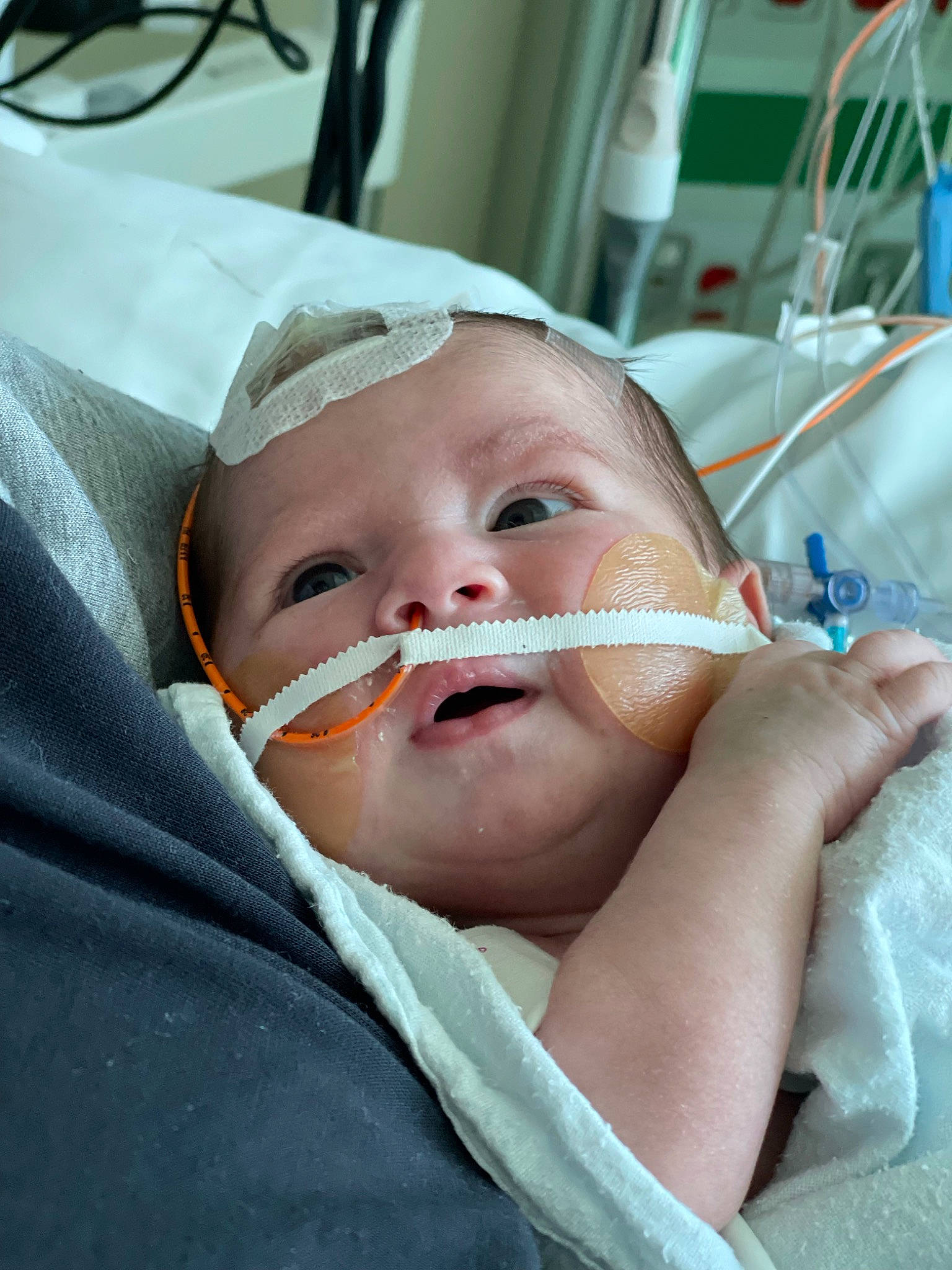 Ayda Jane is registered to the contest to win money with this photo: baby, cheek, child, clinic, comfort, event, eye, eyebrow, eyelash, health_care, hospital, hospital_gown, medical, medical_equipment, medical_procedure, mouth, patient, person, service, skin