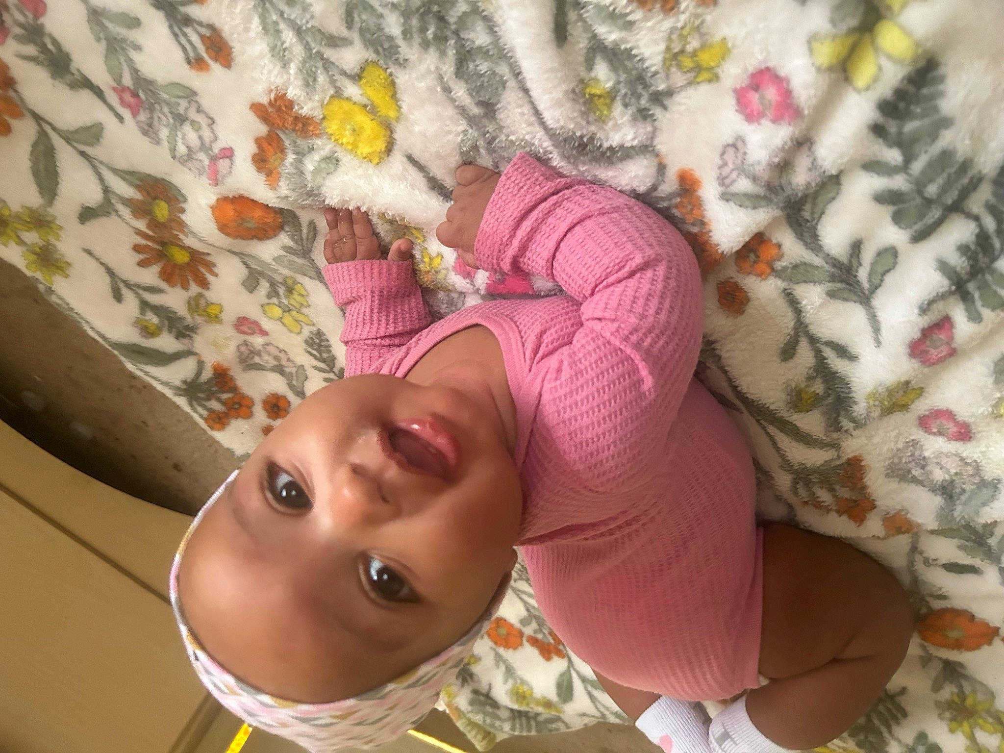 Tynliegh joined the competition — help win amazing prizes! baby, baby_toddler_clothing, cheek, child, eyelash, happy, linens, magenta, pattern, person, pink, plant, room, smile, textile, toddler