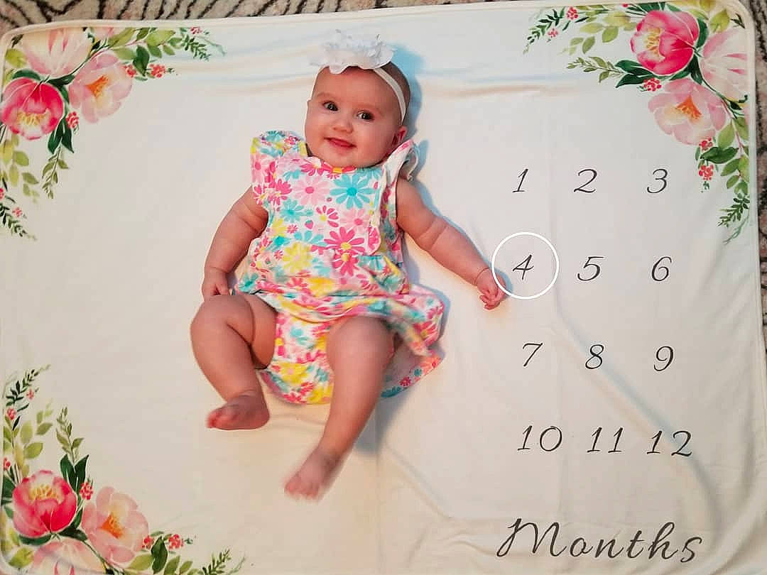 Rosie joined the competition — help win amazing prizes! baby, baby_toddler_clothing, child, design, dress, floral_design, flower, headwear, joy, pattern, person, pink, plant, product, textile, toddler