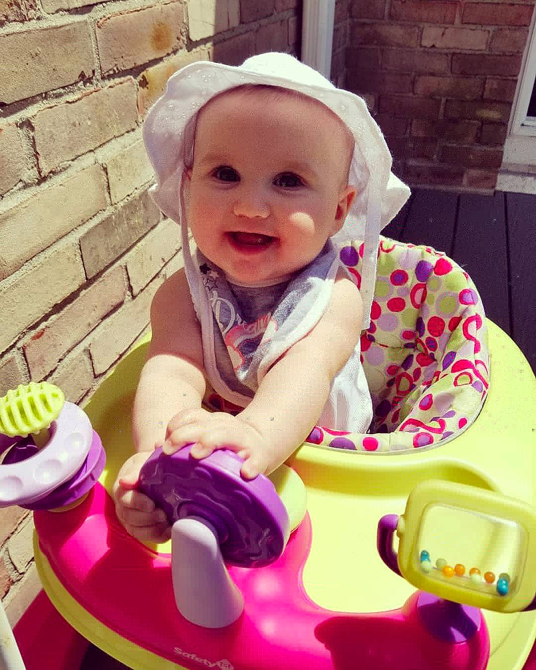 Rosie joined the competition — help win amazing prizes! baby, child, fun, joy, person, pink, play, potty_training, product, skin, smile, toddler, toy