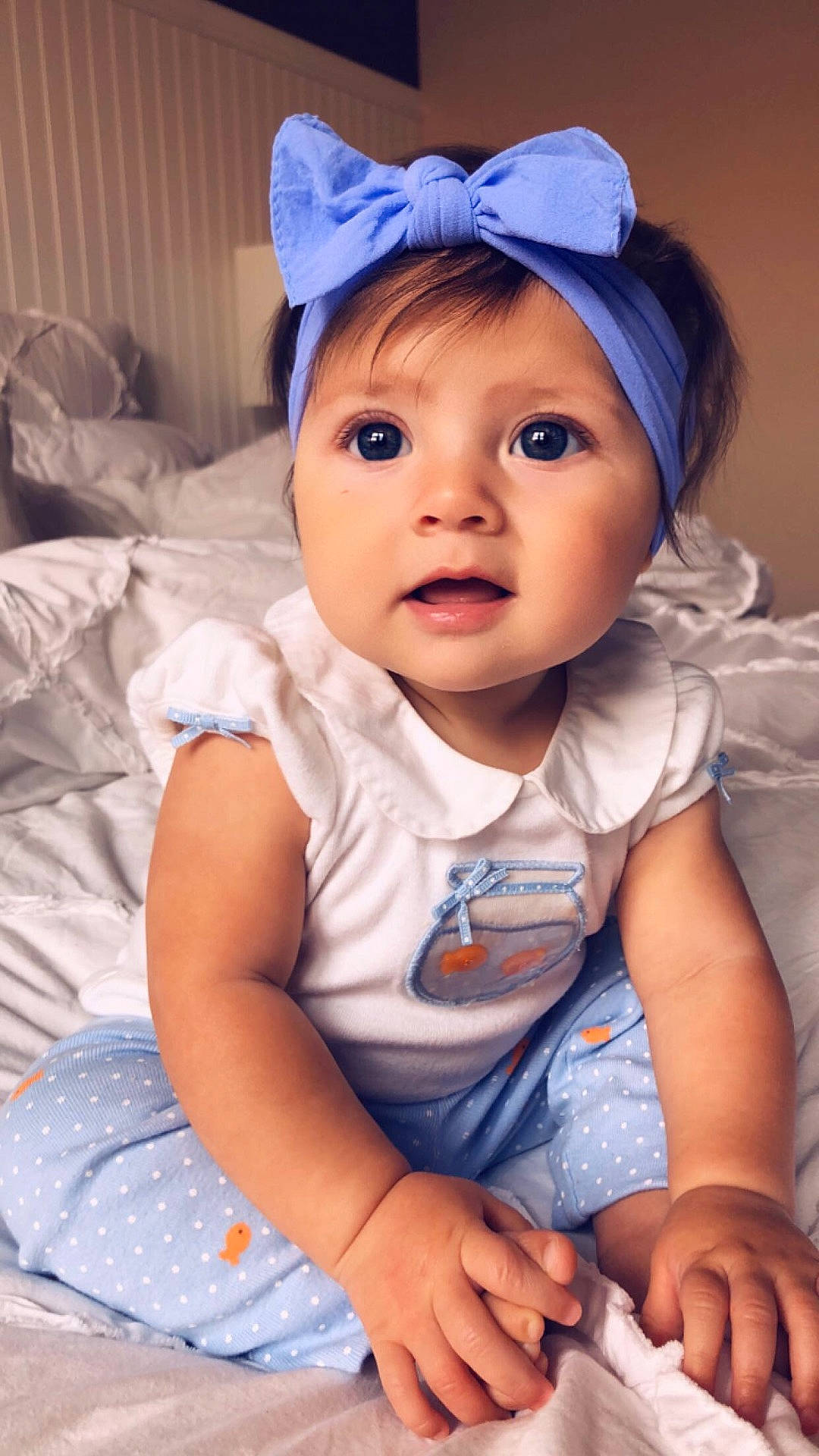 Mila Alexandra is registered to the contest to win money with this photo: blue, boy, child, eye, girl, hair_accessory, headgear, infant, person, product, skin, smile, toddler