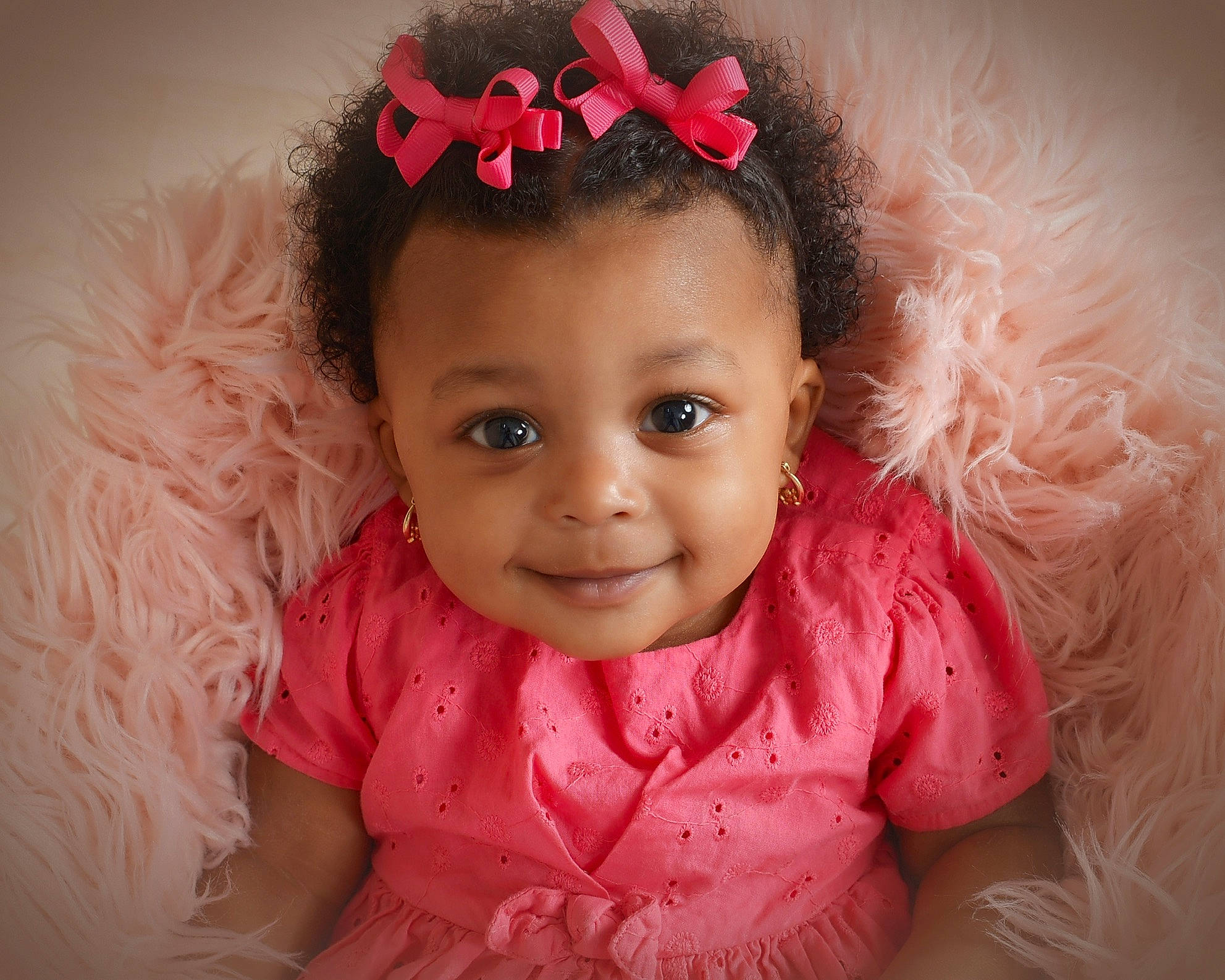 Miyla joined the competition — help win amazing prizes! baby, baby_toddler_clothing, cheek, child, dress, ear, eye, eyelash, flash_photography, happy, headpiece, iris, joy, lip, magenta, person, pink, red, skin, sleeve