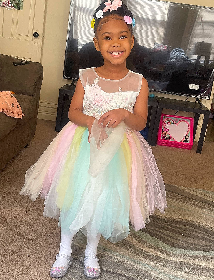 Lylah joined the competition — help win amazing prizes! baby_toddler_clothing, beauty, bridal_accessory, day_dress, dress, embellishment, event, fashion_design, formal_wear, hairstyle, happy, headband, headpiece, jewellery, joy, person, pink, ruffle, shoulder, sleeve