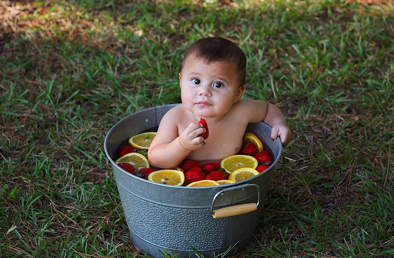 Tarek joined the competition — help win amazing prizes! child, eating, fun, grass, infant, person, play, sitting, toddler, vacation