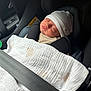Maïwenn a rejoint le concours — aidez-le/la à gagner de superbes lots ! baby, blanket, car, car_seat, child, clothing, cozy, cute, hat, indoors, infant, newborn, peaceful, portrait, rest, safety, seatbelt, sleeping, transportation, travel