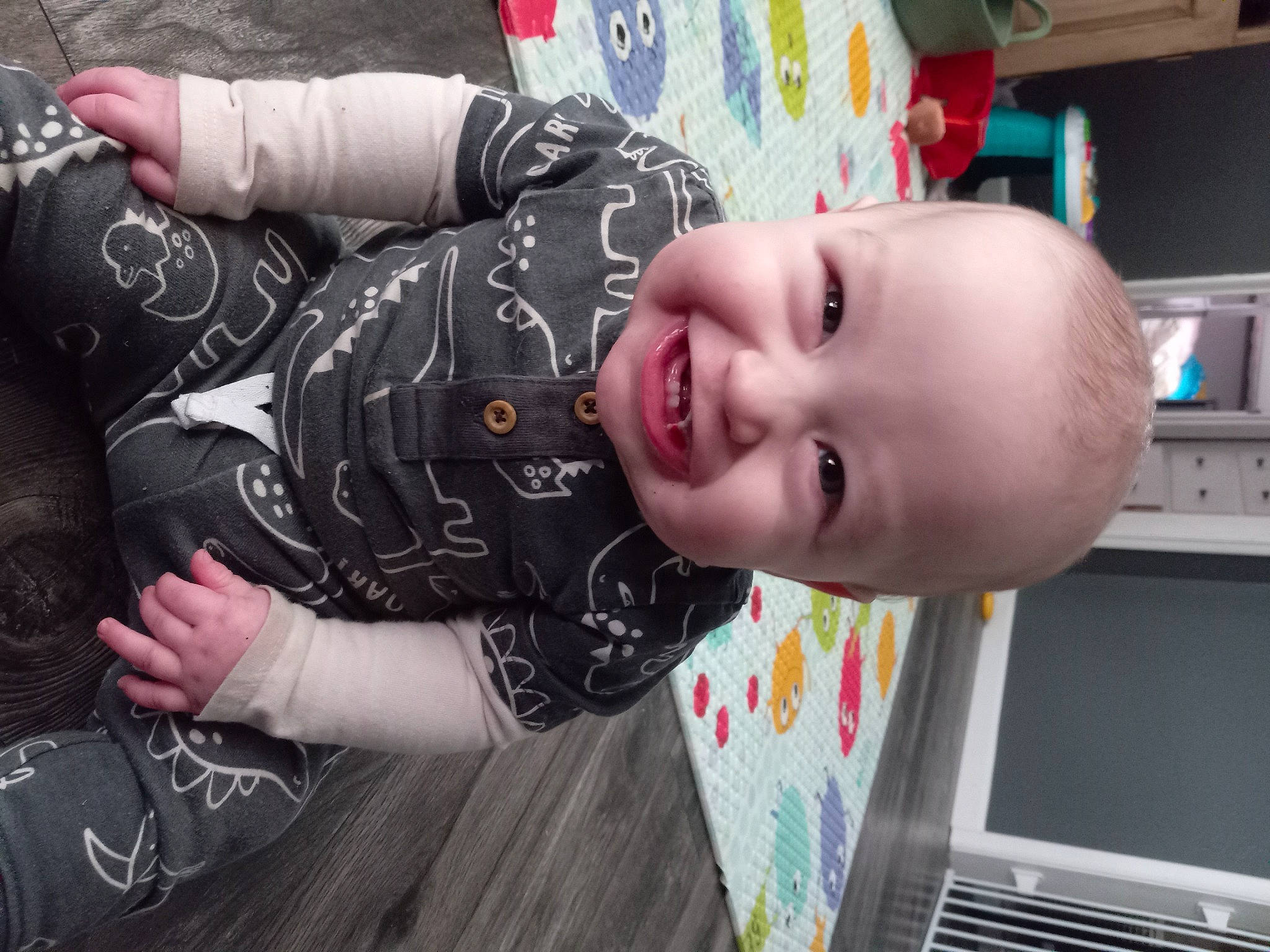 Wyatt joined the competition — help win amazing prizes! baby, baby_laughing, baby_products, baby_toddler_clothing, cheek, child, eye, facial_expression, fun, happy, home_appliance, joy, laptop, mouth, nose, pattern, person, plant, skin, smile
